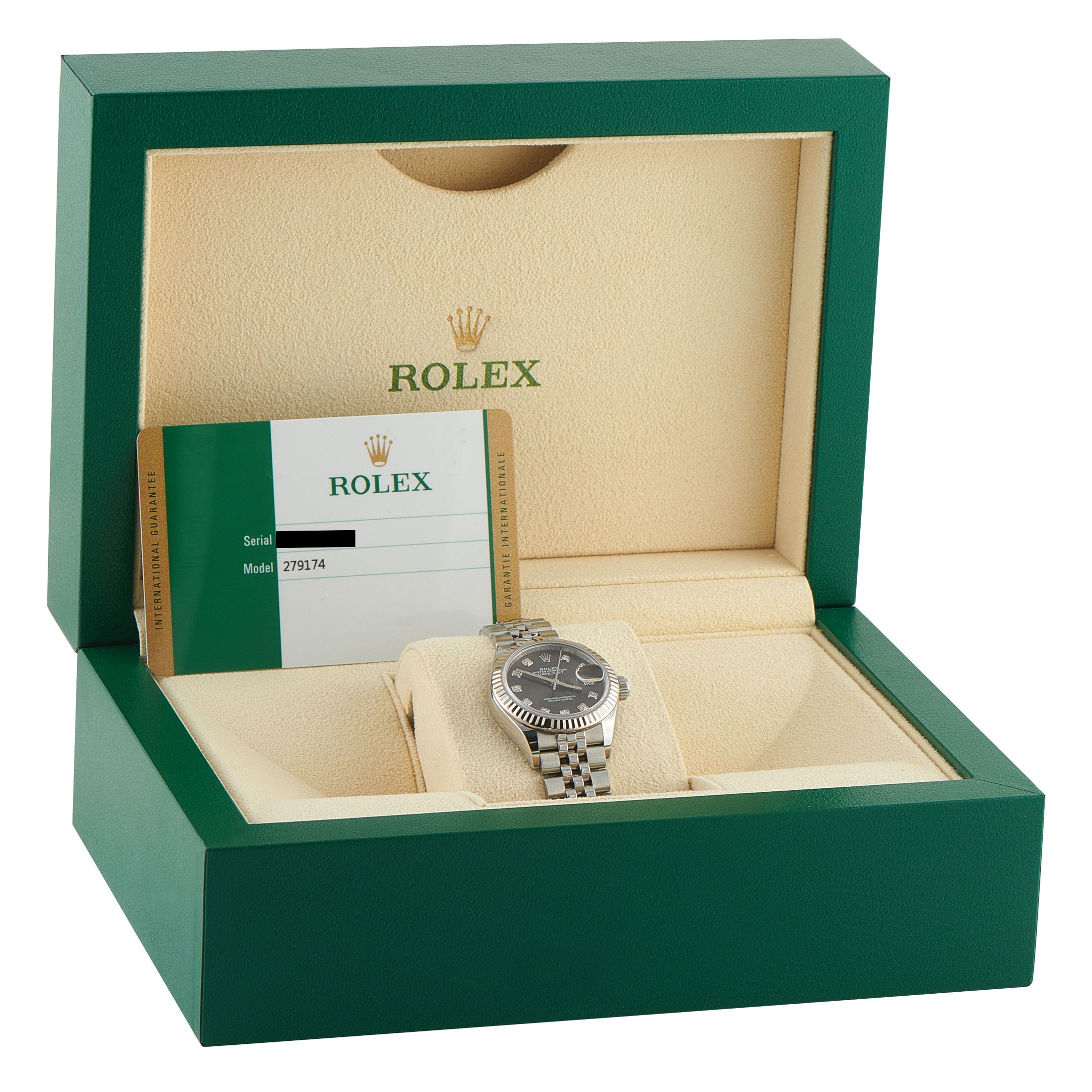 Rolex Lady Datejust Diamond-Set Gray Dial Steel Jubilee Watch 279174