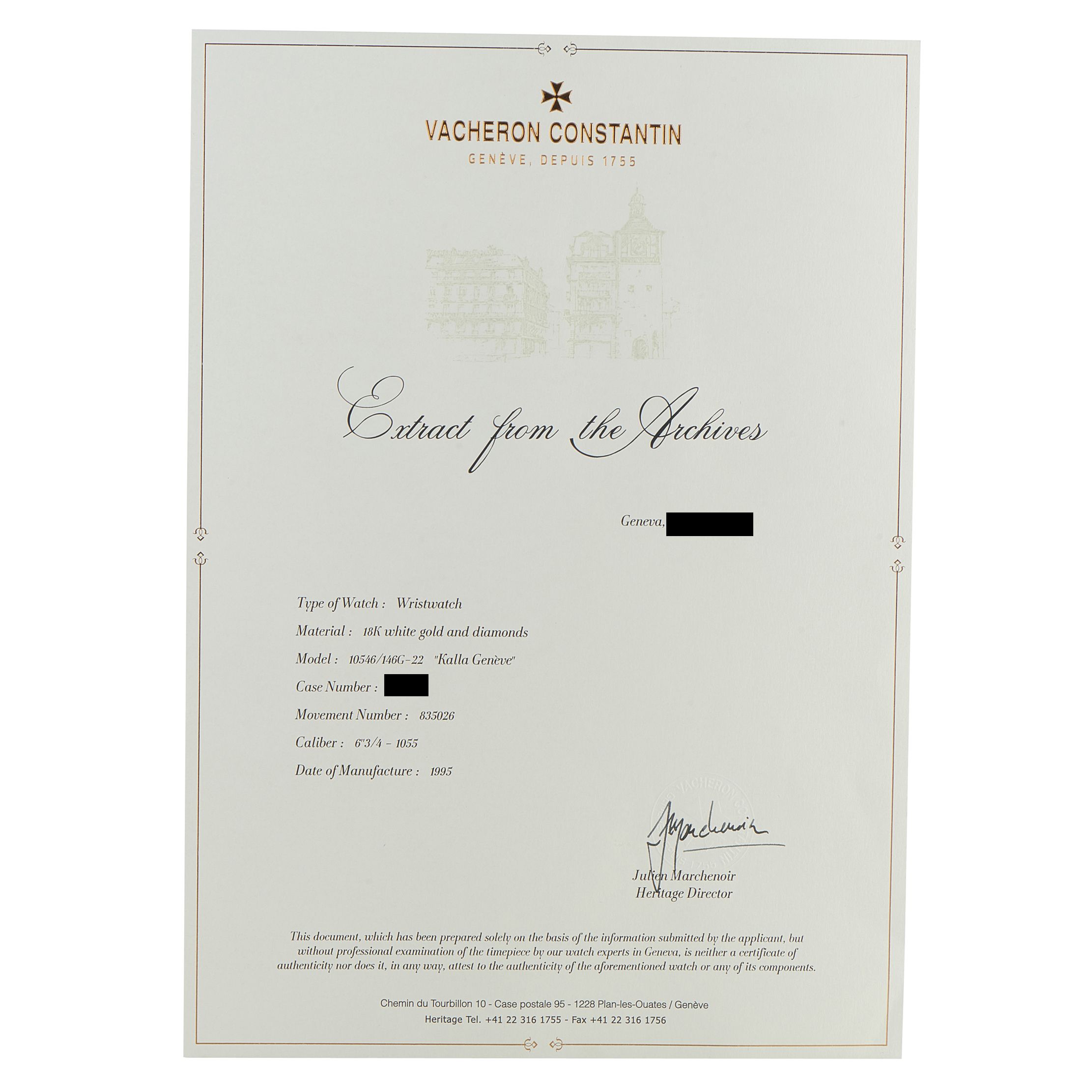 Vacheron Constantin Kalla Geneva Diamond and White Gold Watch Set 10546/146G-22 & 33546/146G-22