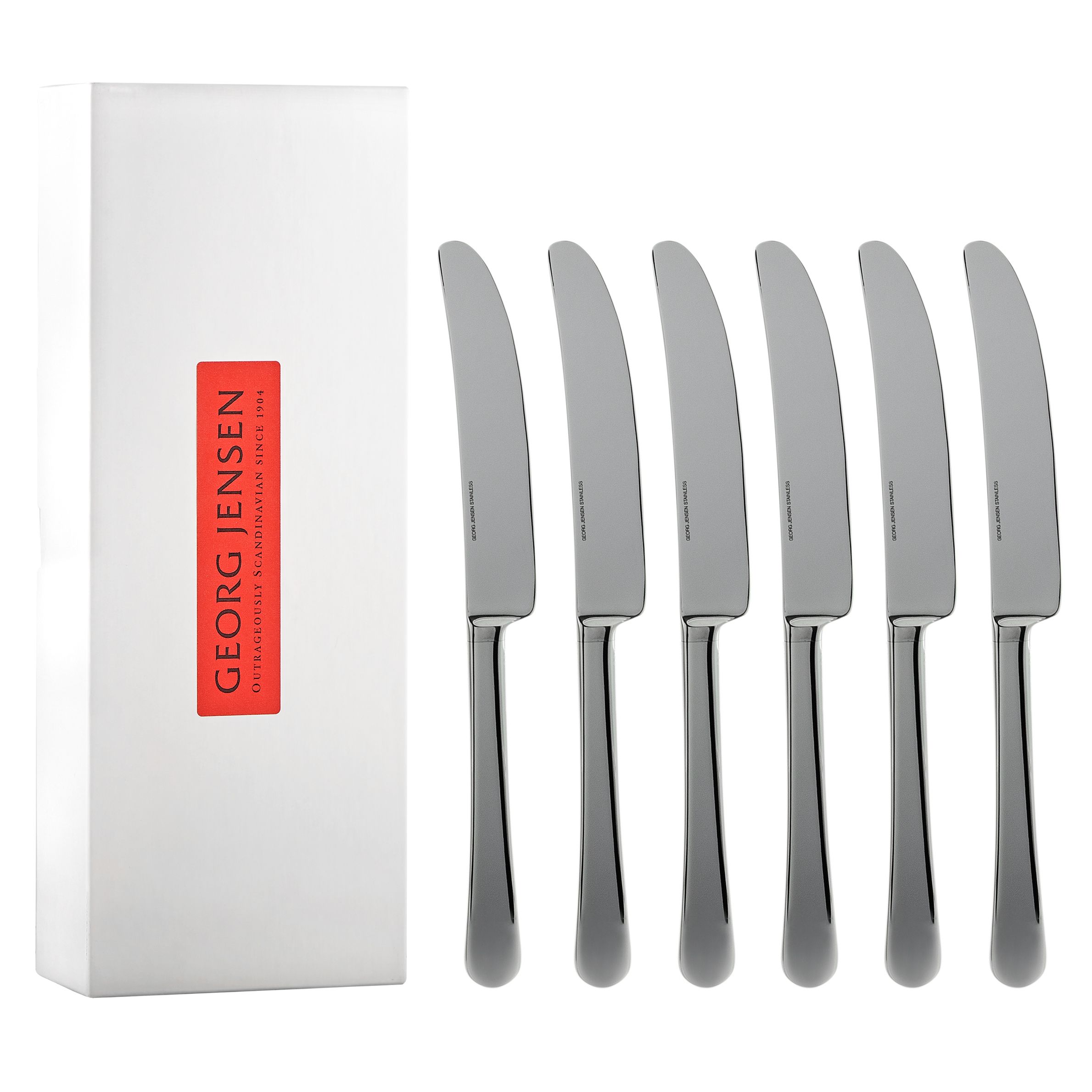 Georg Jensen Copenhagen Stainless Steel Dinner Knife Set 6 Pieces 3640015