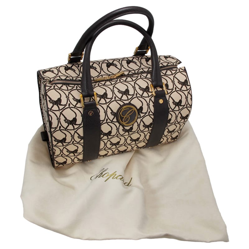 Chopard Milano Beige Cloth & Brown Leather Handbag 95000-0328
