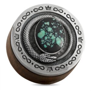 King Baby Sterling Silver Bamboo Wood Turquoise Snake Stash Box