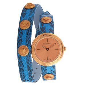 Versace Medusa Stud Icon Quartz Blue Leather Watch VERF00418