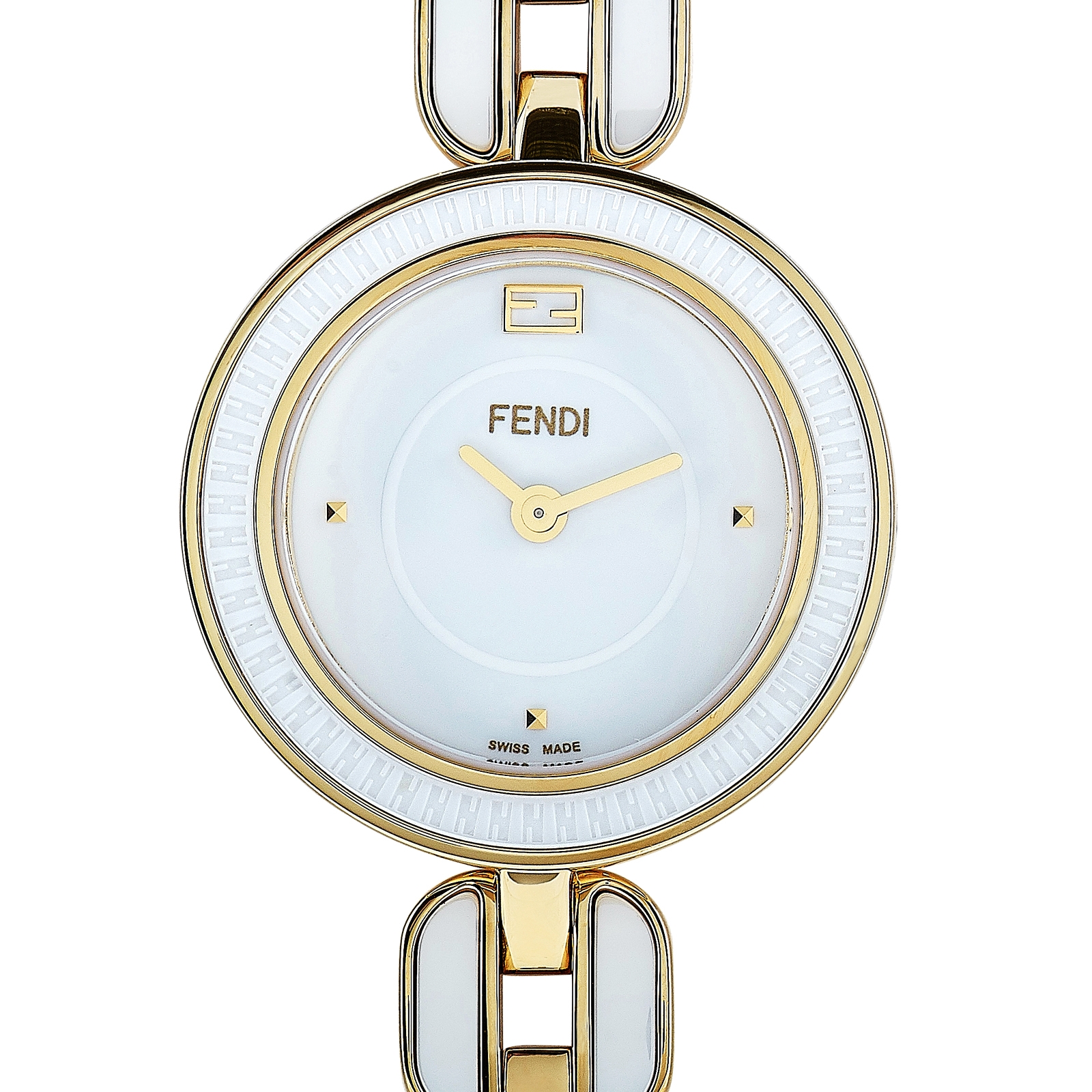 Fendi My Way Gold-Tone White Ceramic Quartz Watch F359424004 - 28mm - White
