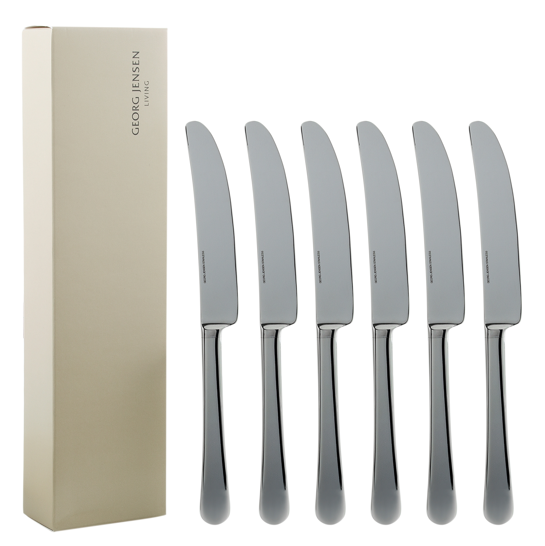 Georg Jensen Copenhagen Stainless Steel Dinner Knife Set 6 Pieces 3640015