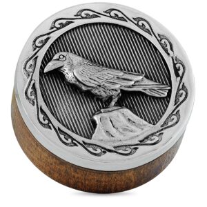 King Baby Sterling Silver Bamboo Wood Raven Stash Box
