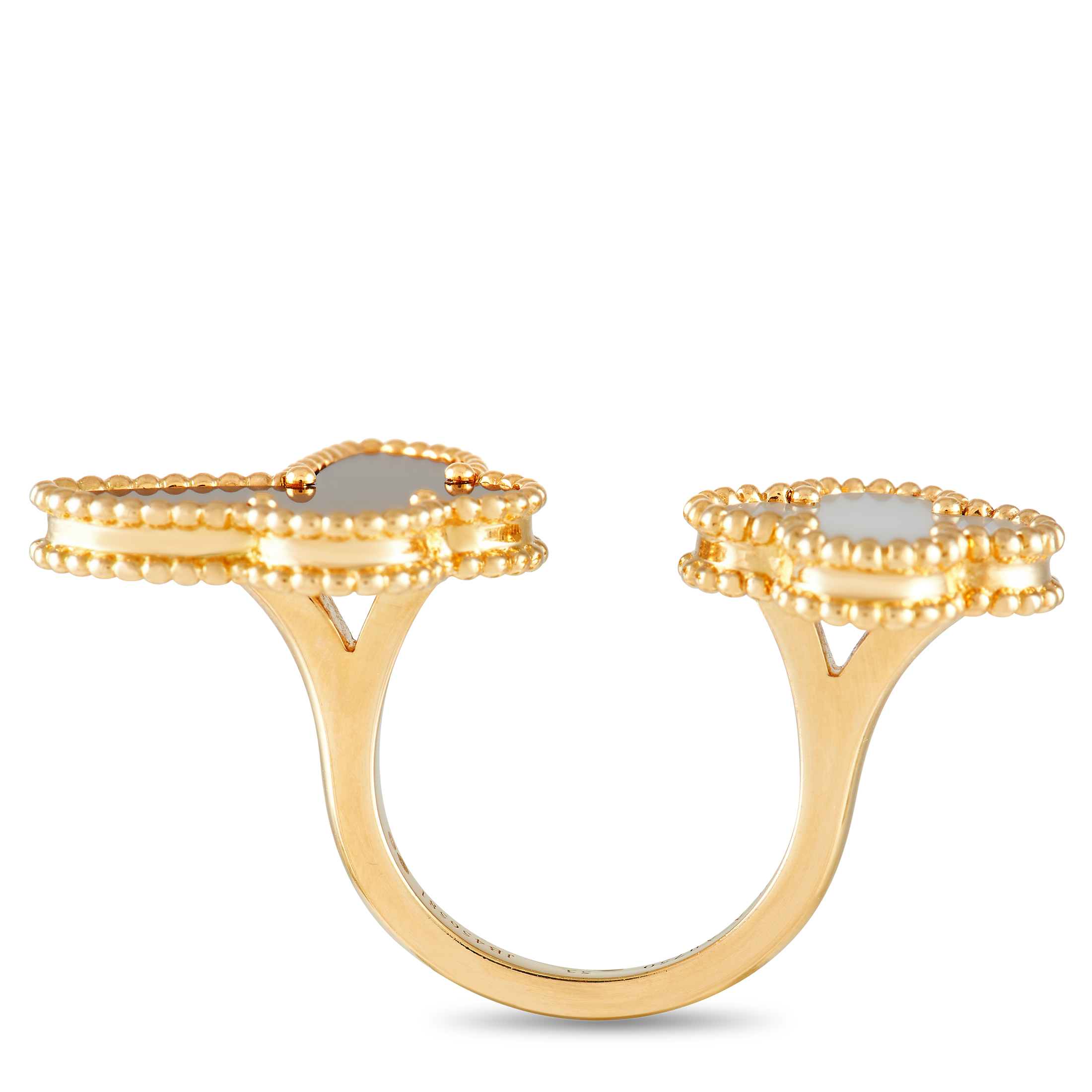 Lucky Alhambra Between the Finger ring 18K yellow gold, Mother-of