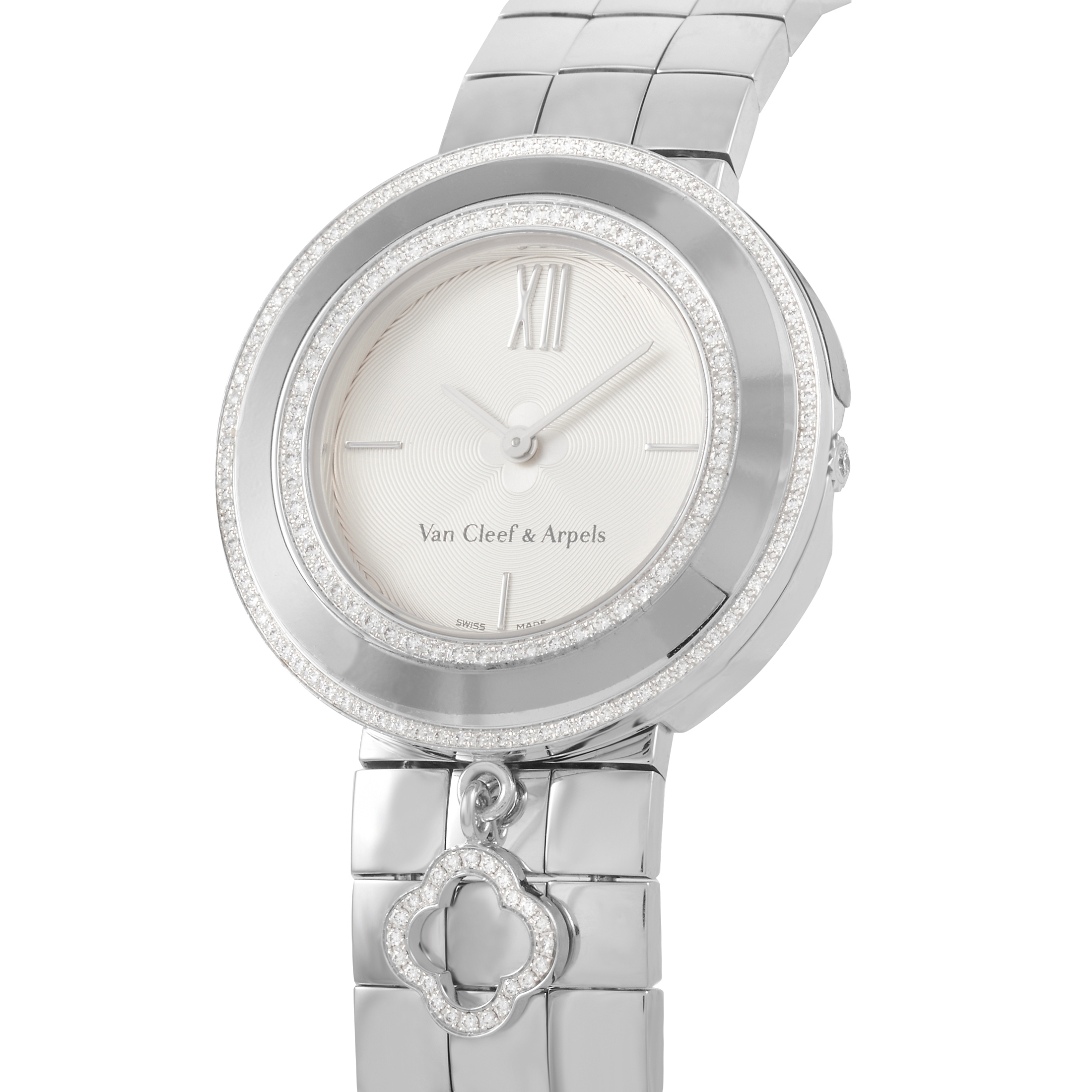 Van Cleef & Arpels 18K White Gold Alhambra Charms Watch 3572114