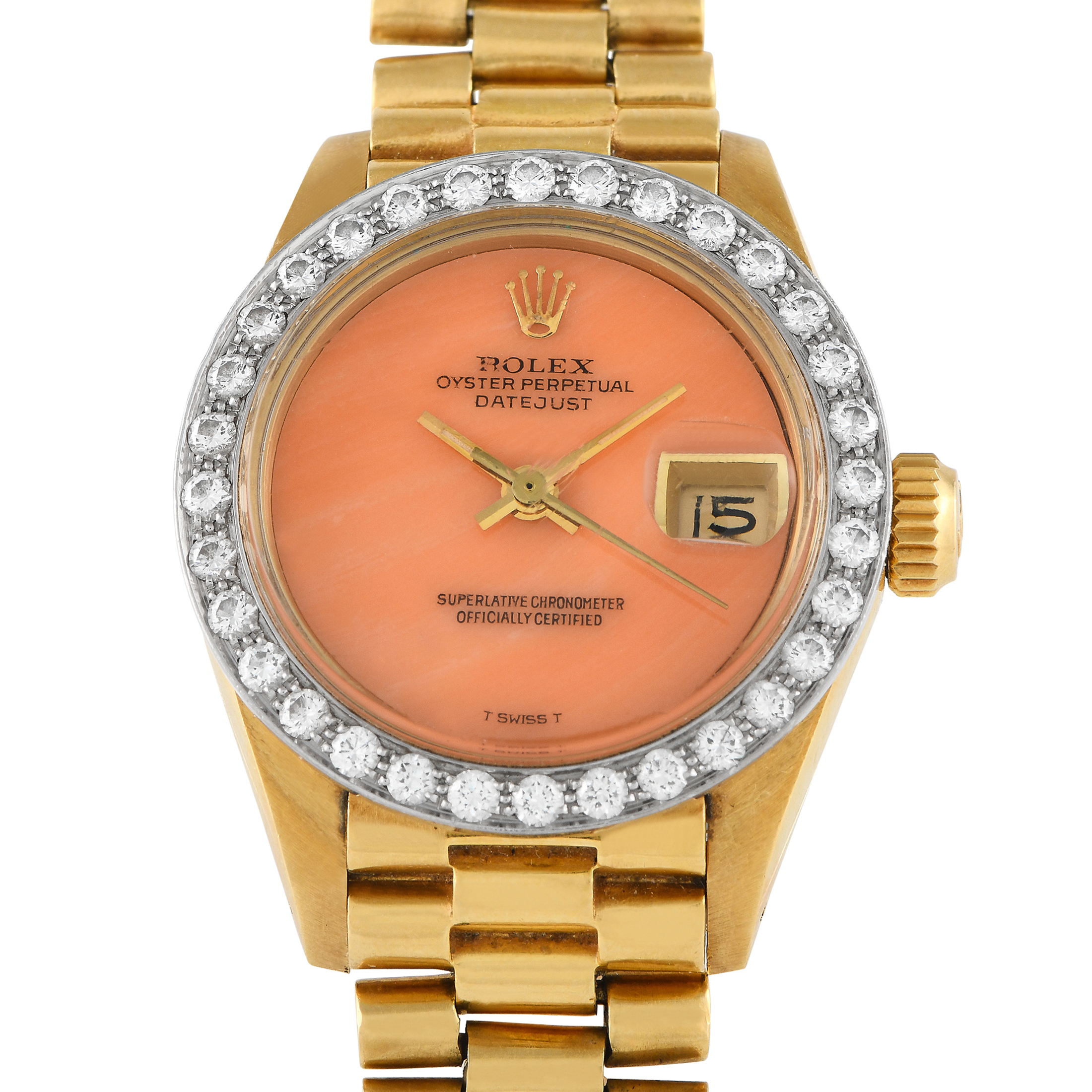 Rolex Lady-Datejust Coral Diamond Bezel Watch 69178