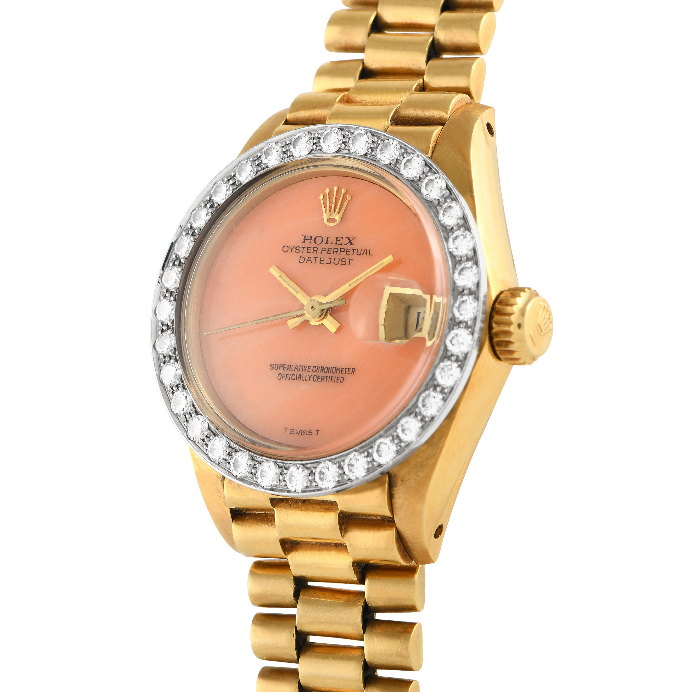 Rolex Lady-Datejust Coral Diamond Bezel Watch 69178