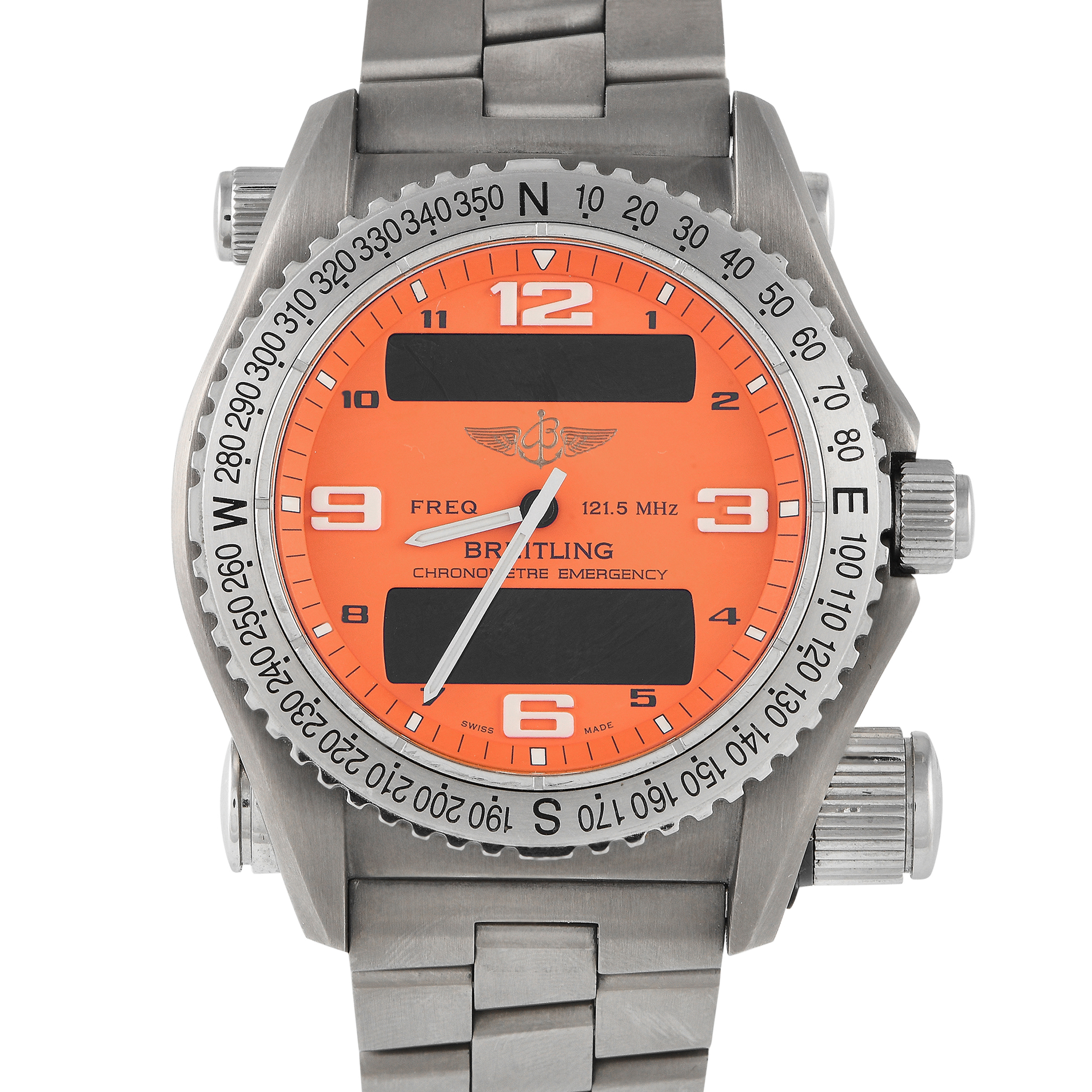 Breitling Emergency SuperQuartz Orange Dial Watch E76321