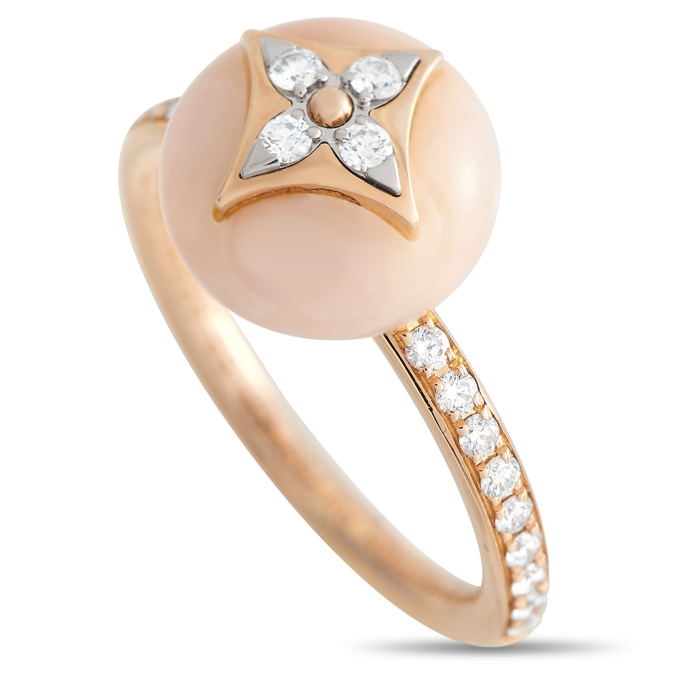 Louis Vuitton Color Blossom Ring, Pink Gold, White Gold, Pink Opal and PavÃ Diamond. Size 52