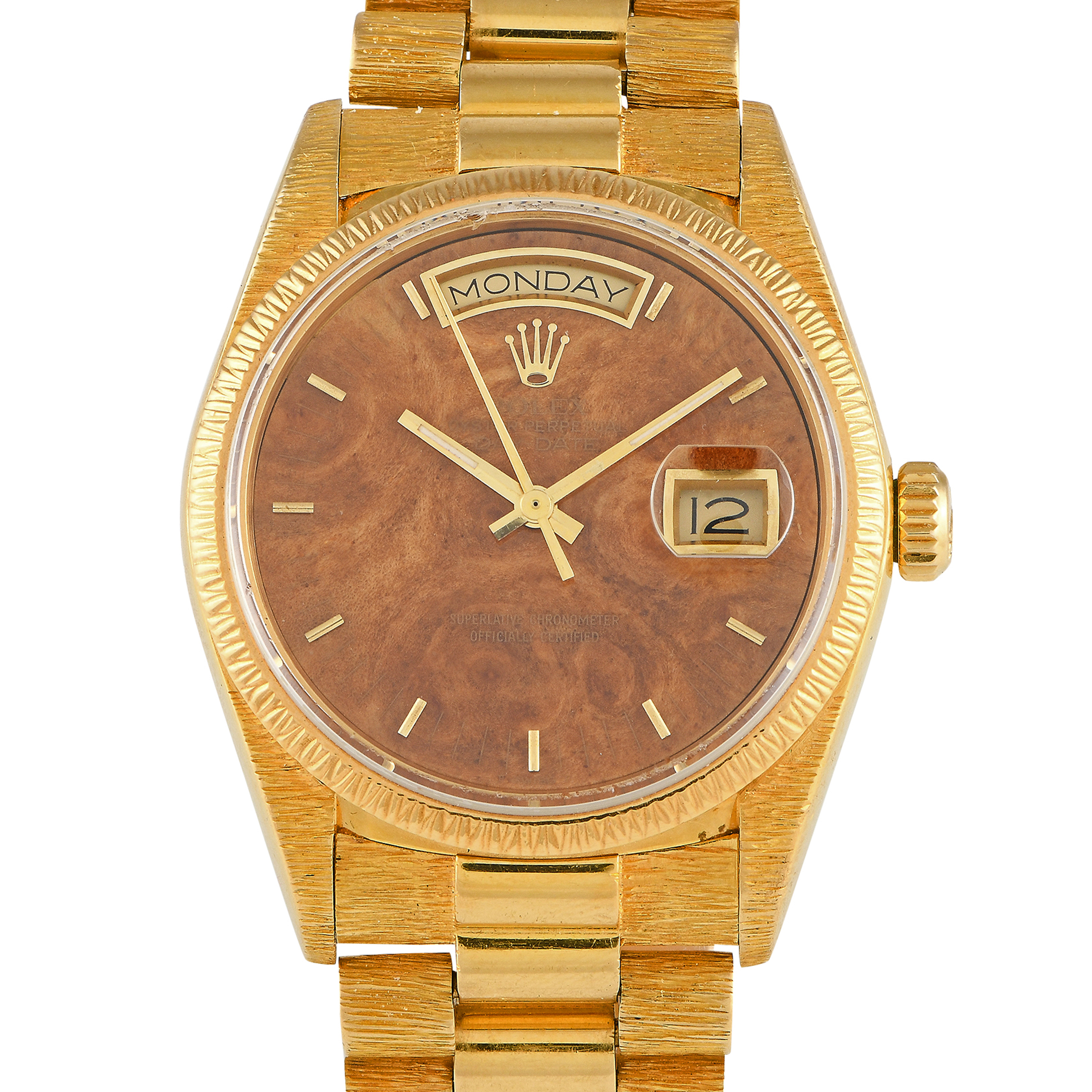 Rolex Day-DateBirch Burlwood Dial Watch 18038