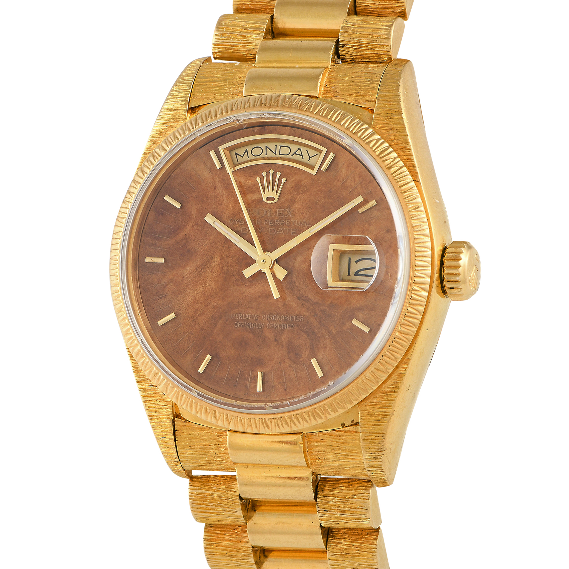 Rolex Day-DateBirch Burlwood Dial Watch 18038