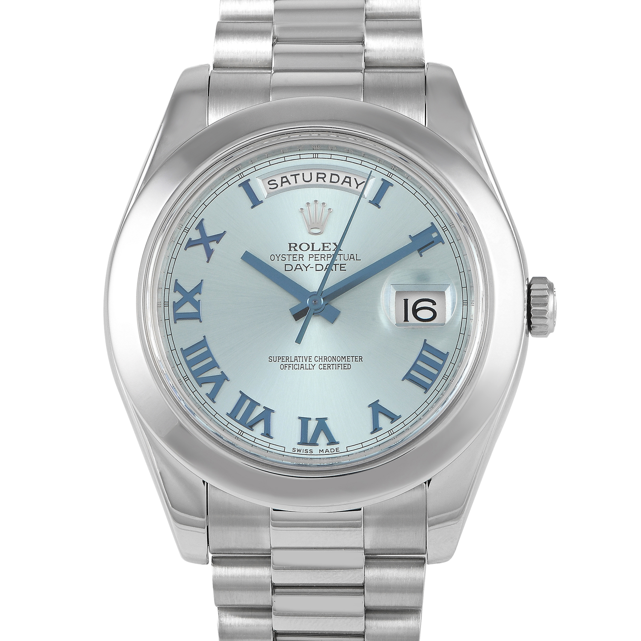 Rolex Day-Date II Ice Blue Platinum Watch 218206 - 41mm - Blue