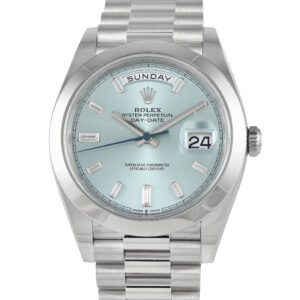 Rolex Day-Date 40 Platinum Ice Blue Diamond Dial Watch 228206