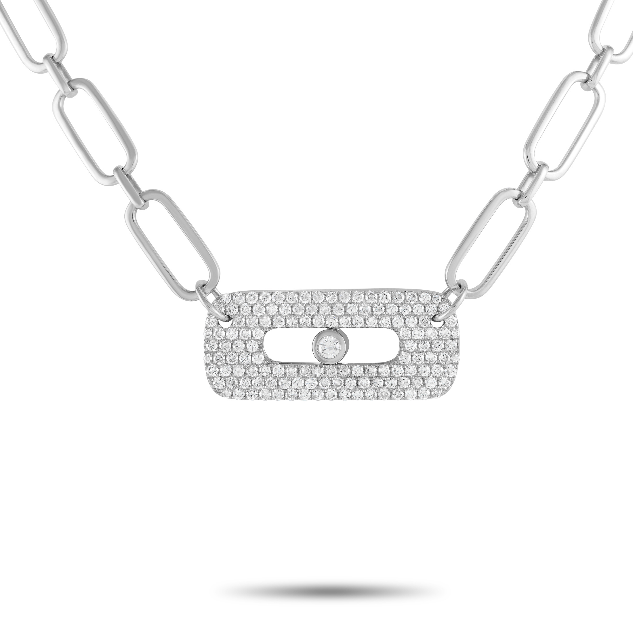 LB Exclusive 18K White Gold 3.0ct Diamond Link Necklace ANK18183