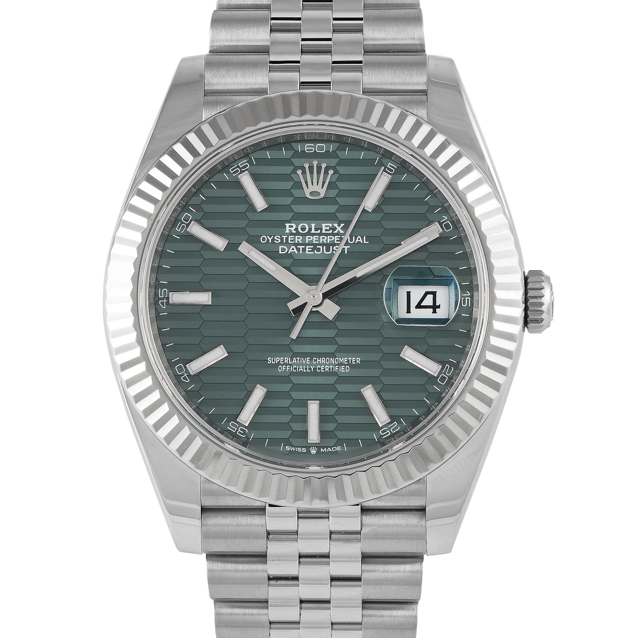 Rolex Datejust 41 Fluted Green Dial Watch 126334