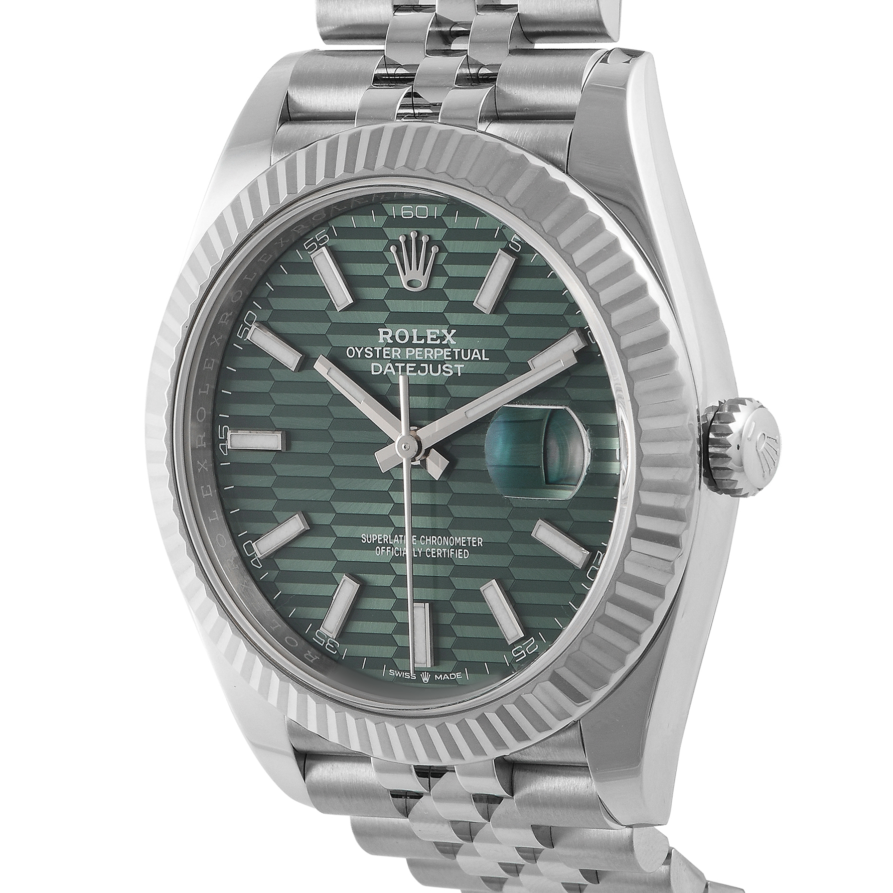 Rolex Datejust 41 Fluted Green Dial Watch 126334