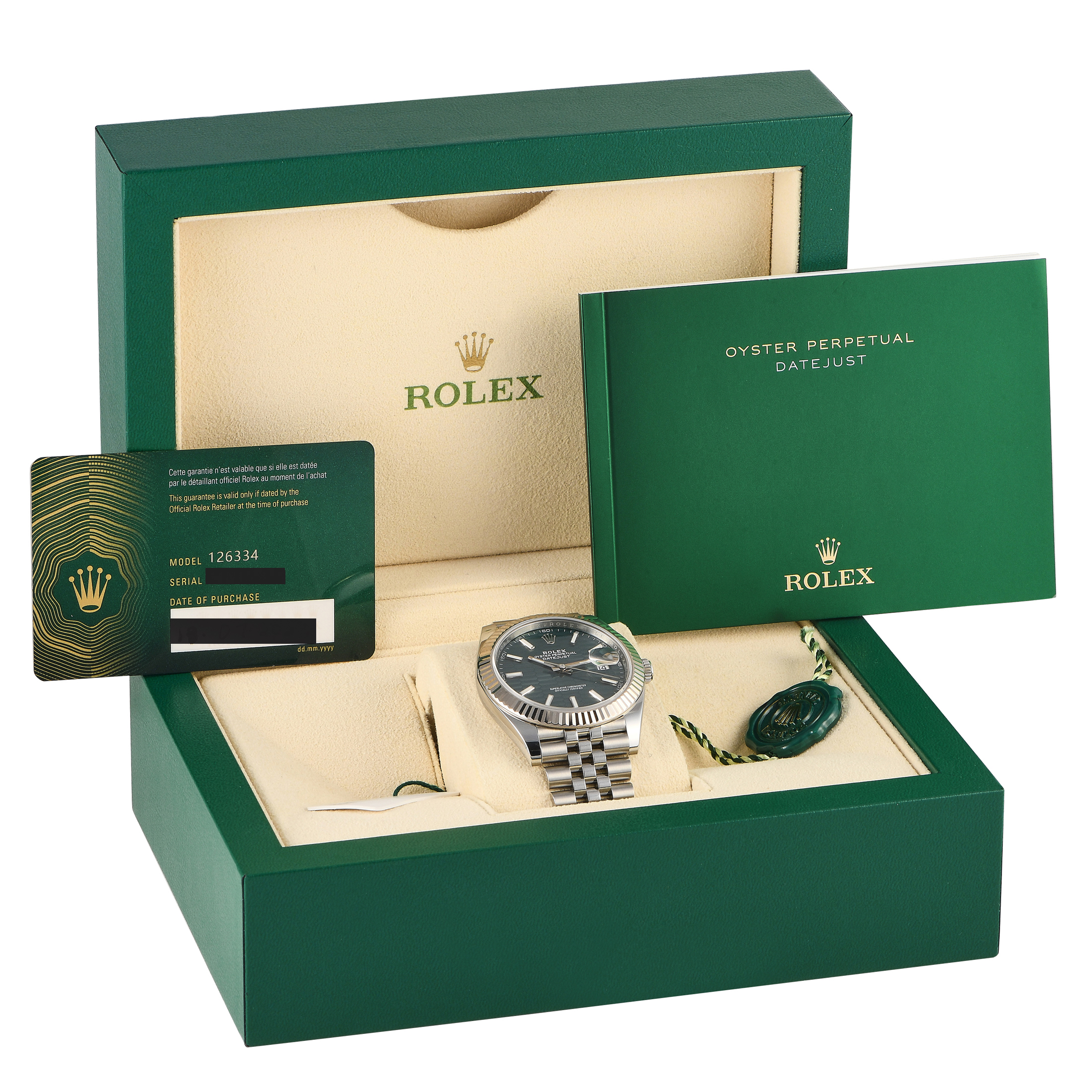 Rolex Datejust 41 Fluted Green Dial Watch 126334
