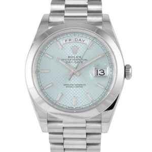 Rolex Day-Date 40 Ice Blue Diagonal Motif Dial Watch 228206