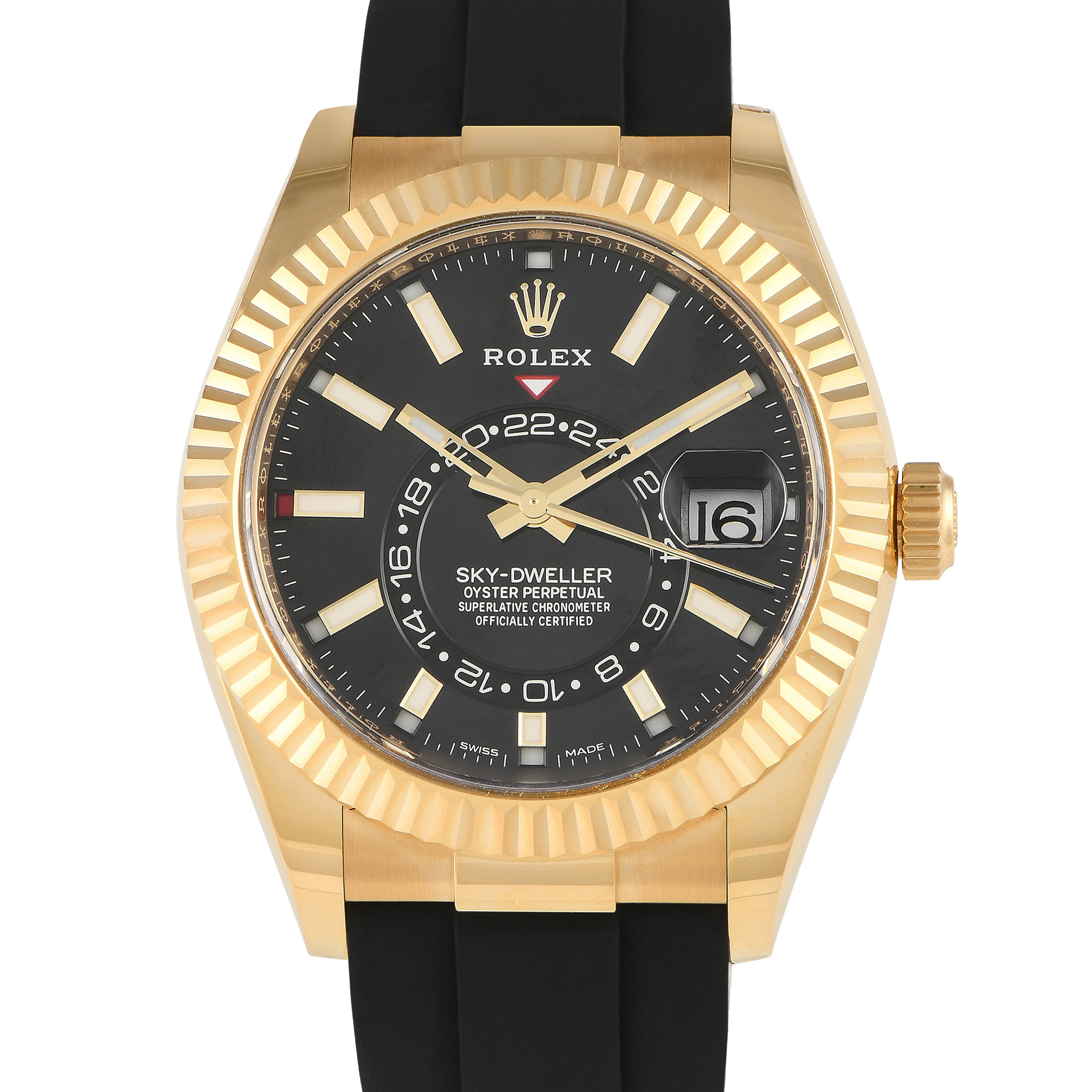 Rolex Sky-Dweller Yellow Gold Black Dial Watch 326238