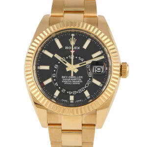 Rolex Sky-Dweller Yellow Gold Black Dial Watch 326938