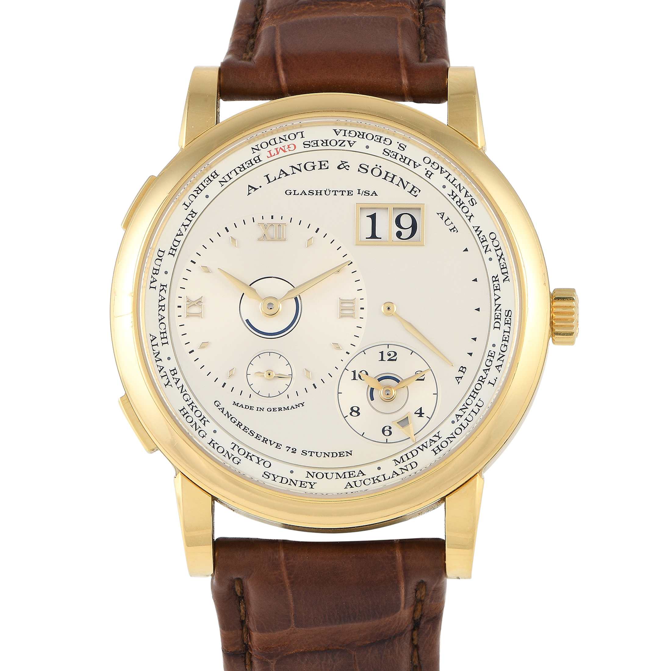 A. Lange & Söhne Lange 1 Time Zone Limited Edition 18K Yellow Gold Men's Watch 136.021