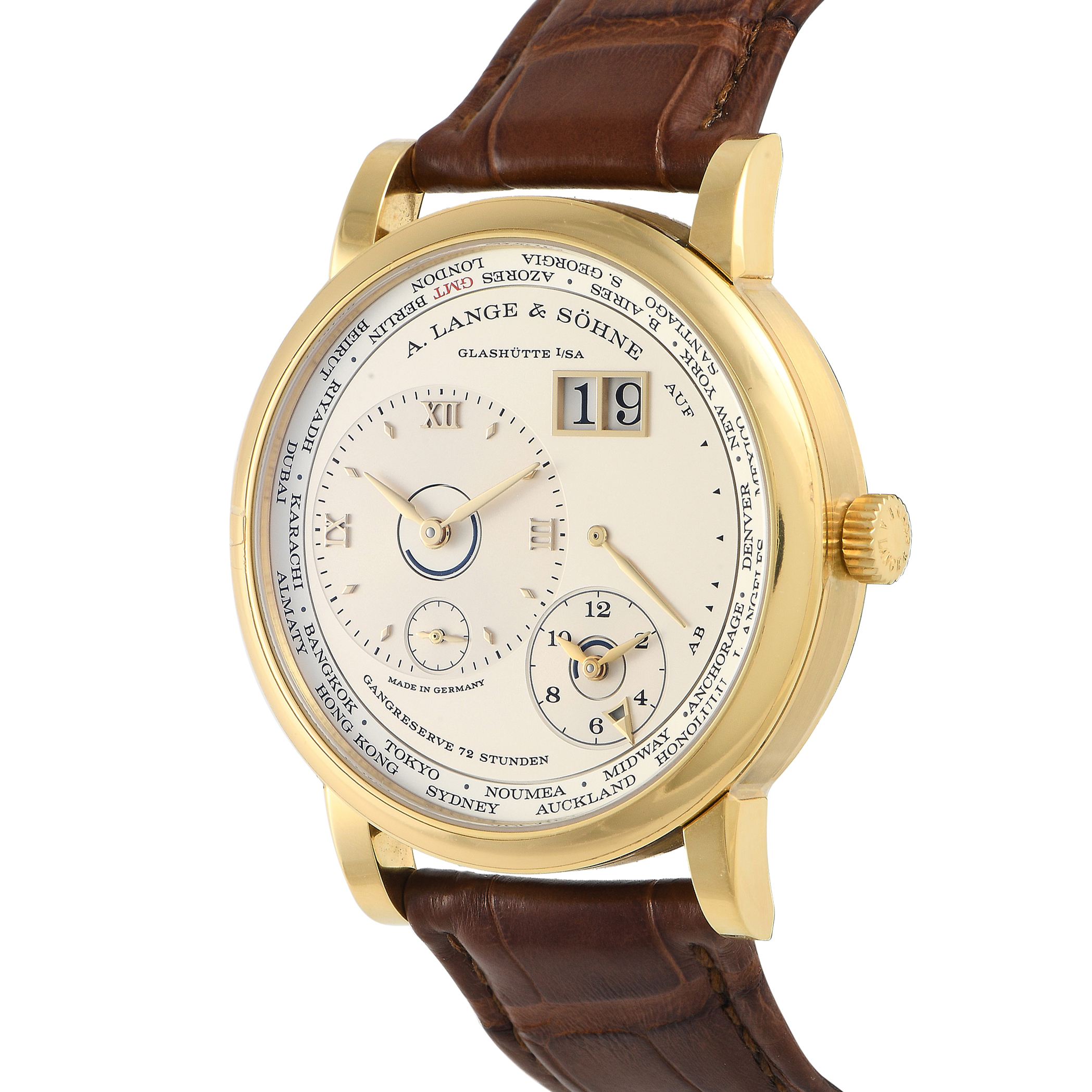 A. Lange & Söhne Lange 1 Time Zone Limited Edition 18K Yellow Gold Men's Watch 136.021