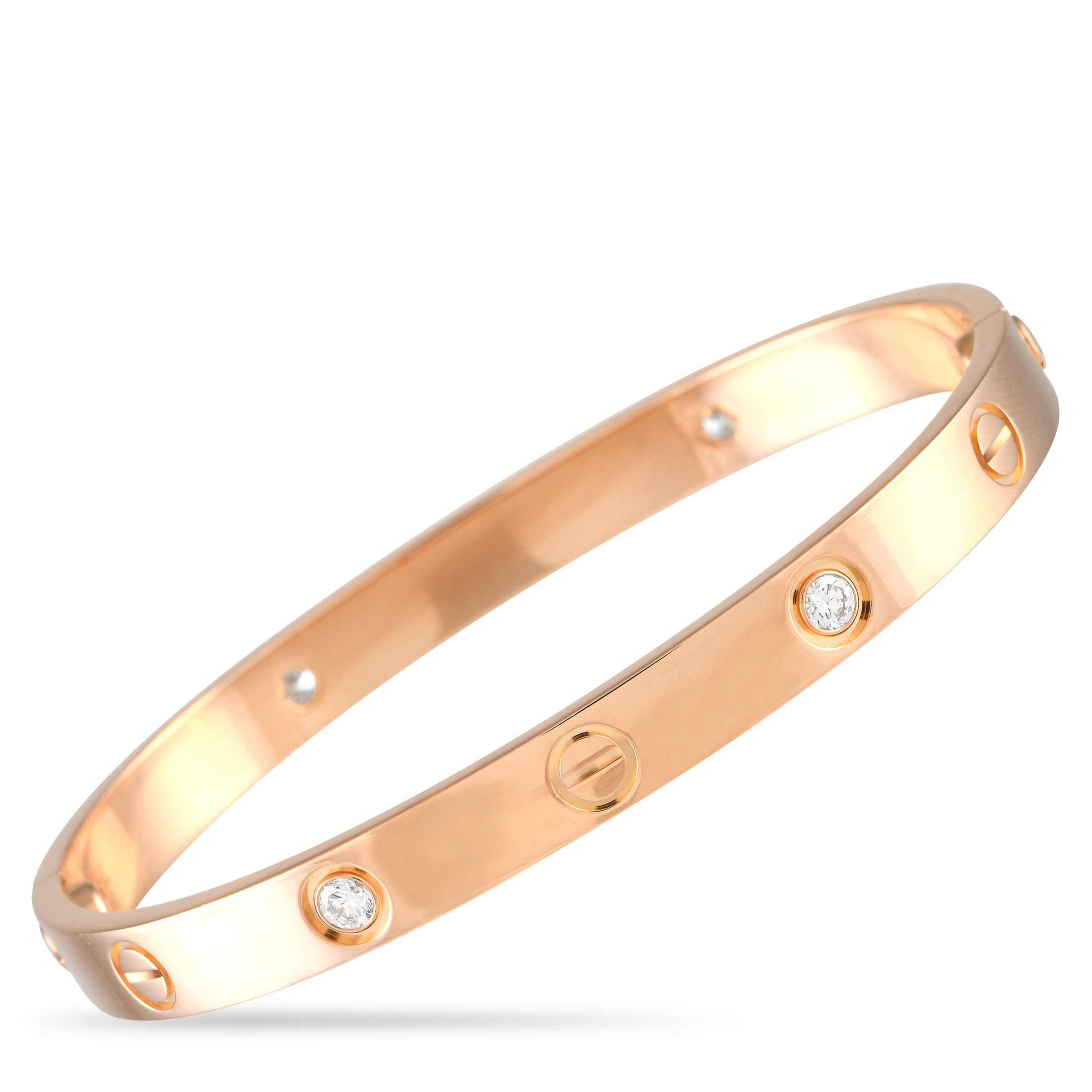 Cartier Love Bracelet 4 Diamonds Rose Gold Size 19 For Sale at