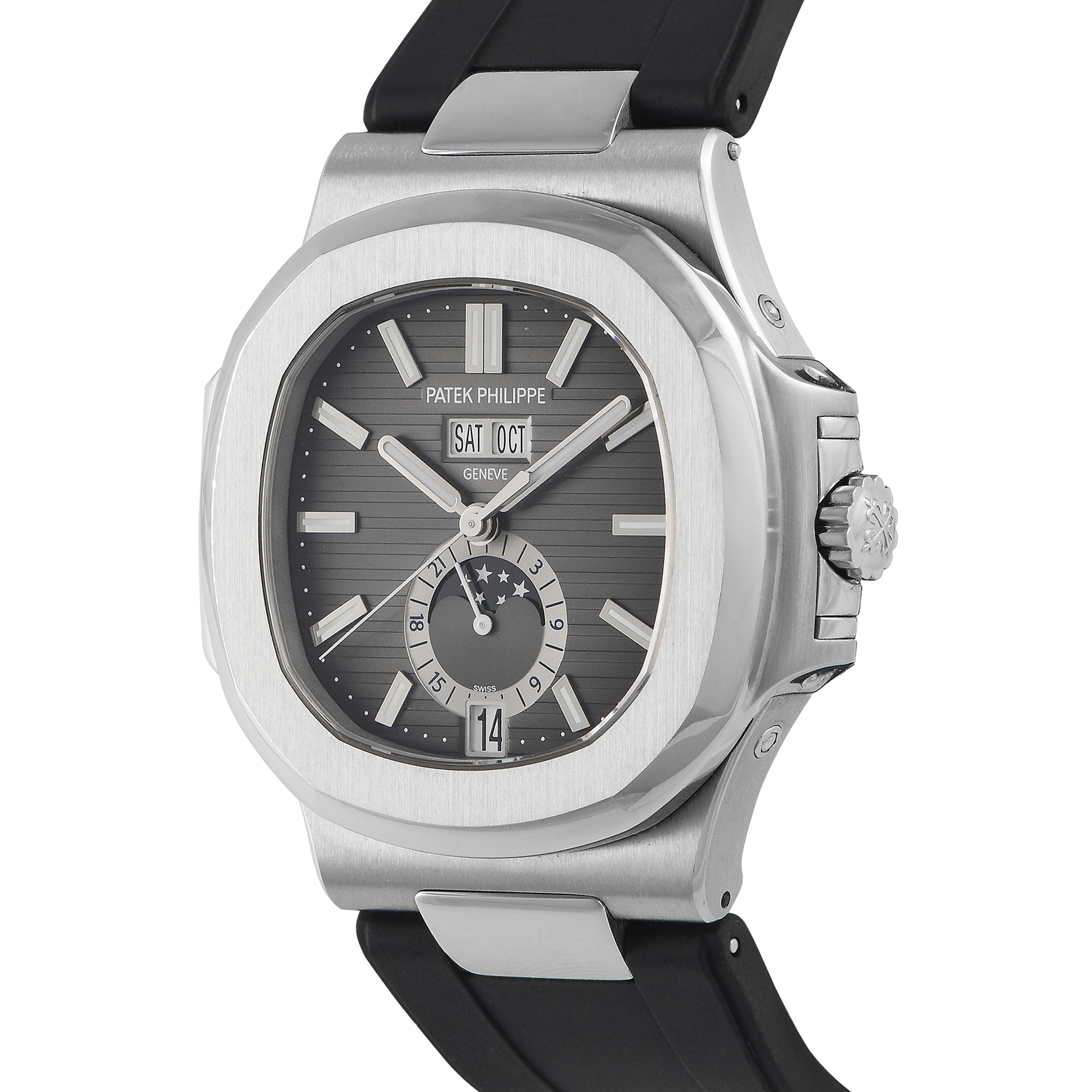 Patek Philippe  Nautilus Black Strap Stainless Steel Watch 5726A-001