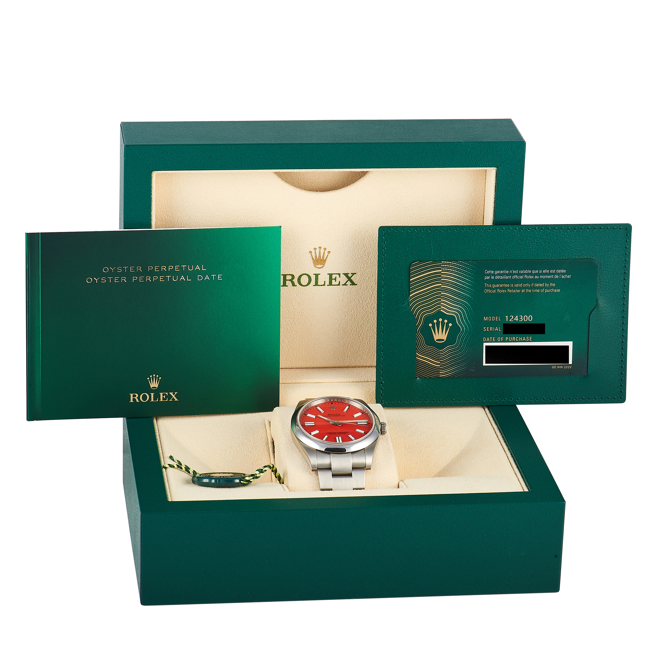 Rolex Oyster Perpetual 41 Coral Red Dial Watch 124300-0007