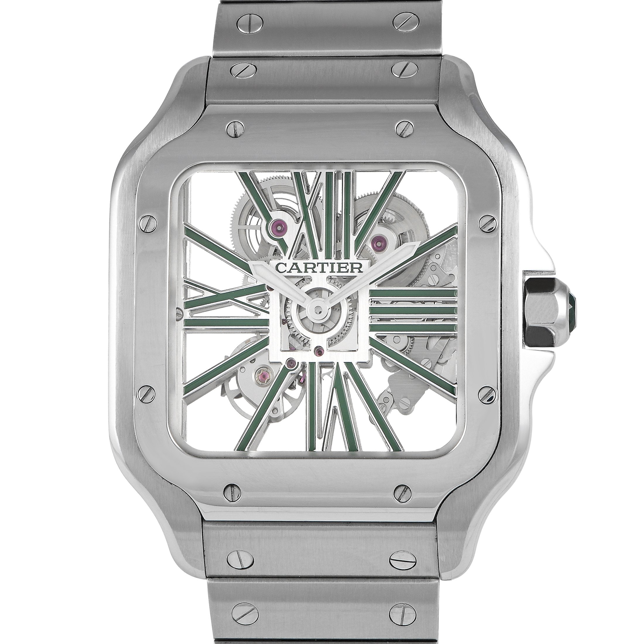Cartier Santos de Cartier Green Skeleton Watch WHSA0028
