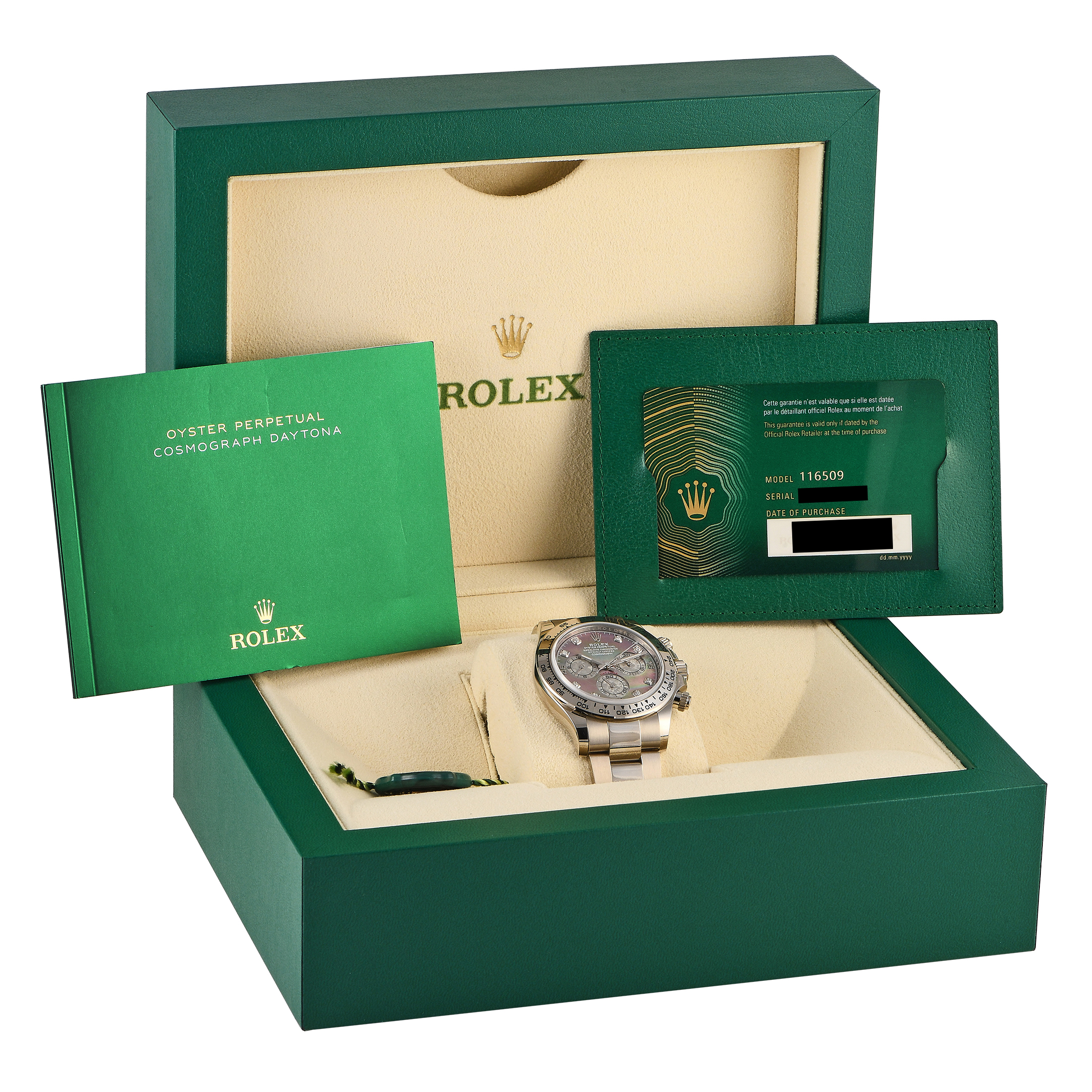 Rolex Black Mother of Pearl Diamond Dial Watch 116509