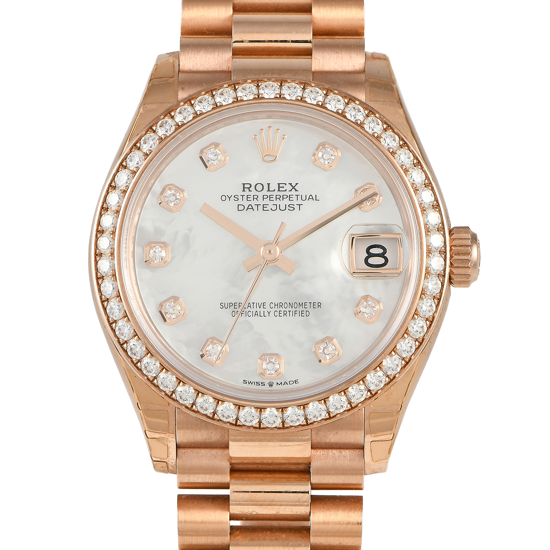 Rolex Datejust 31 Mother of Pearl Diamond Dial Everose Gold Watch 278285RBR