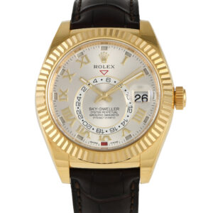 Rolex Sky-Dweller Silver Dial Yellow Gold Watch 326138-SLVRLBR