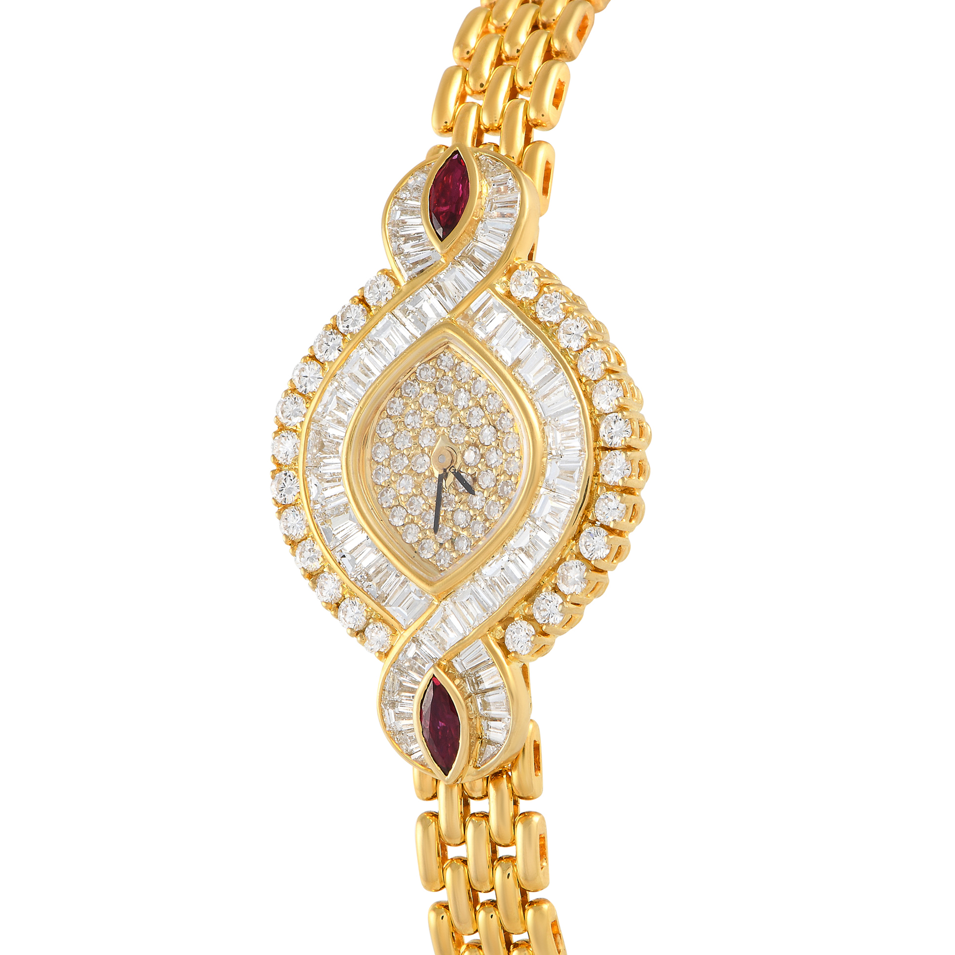 Chopard 3.81ct Diamond and Ruby Yellow Gold Watch