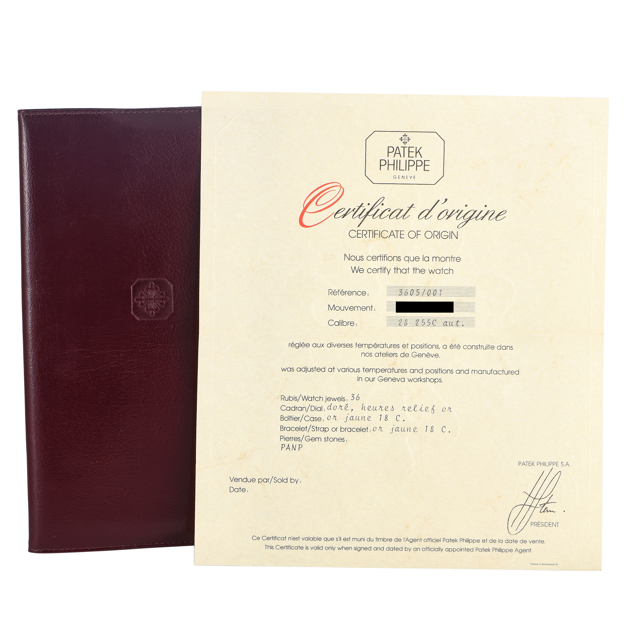 Patek Philippe Vintage Ellipse Jumbo 18K Yellow Gold Watch 3605/001