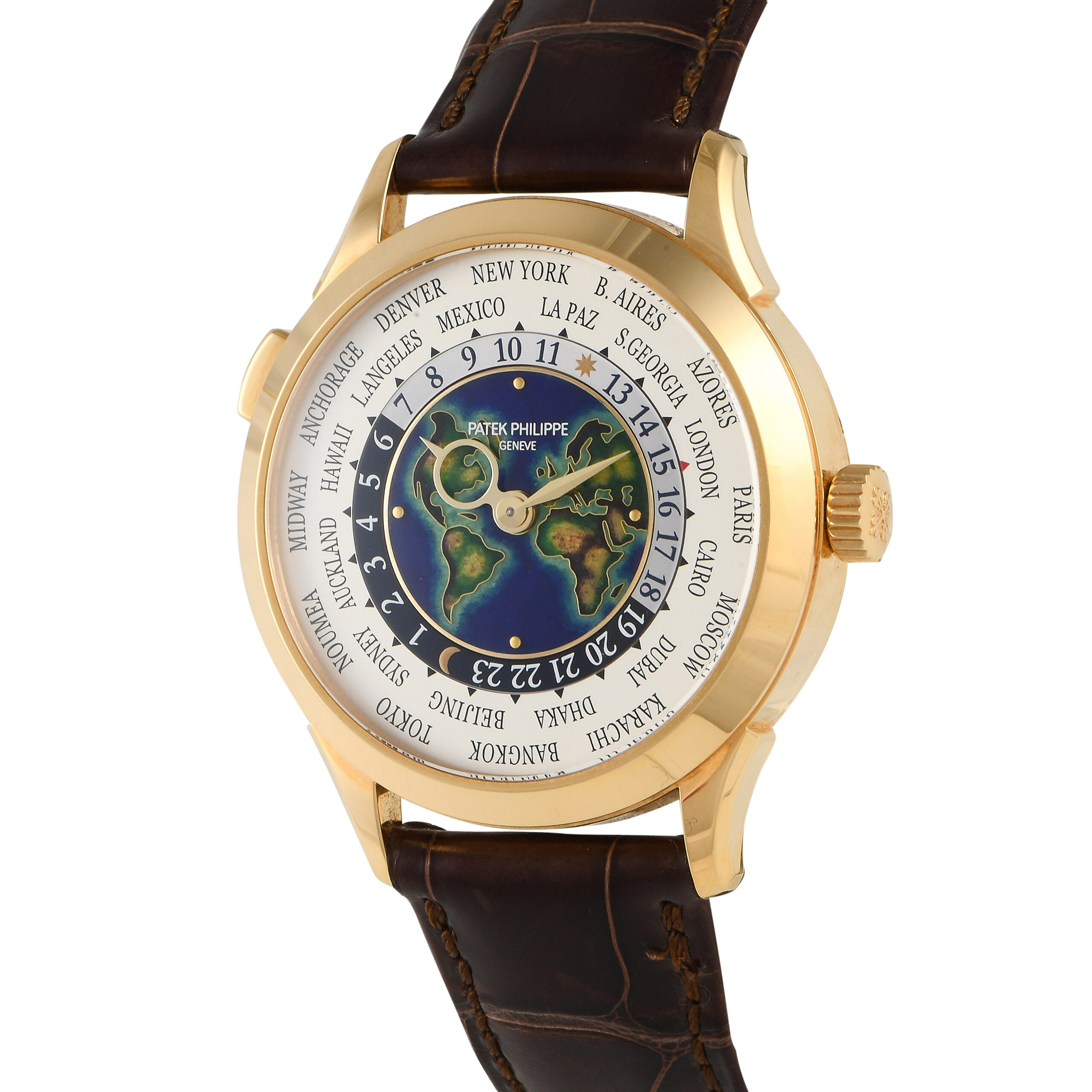 Patek Philippe World Time Grand Feu Cloisonné Enamel Dial Watch 5231J-001