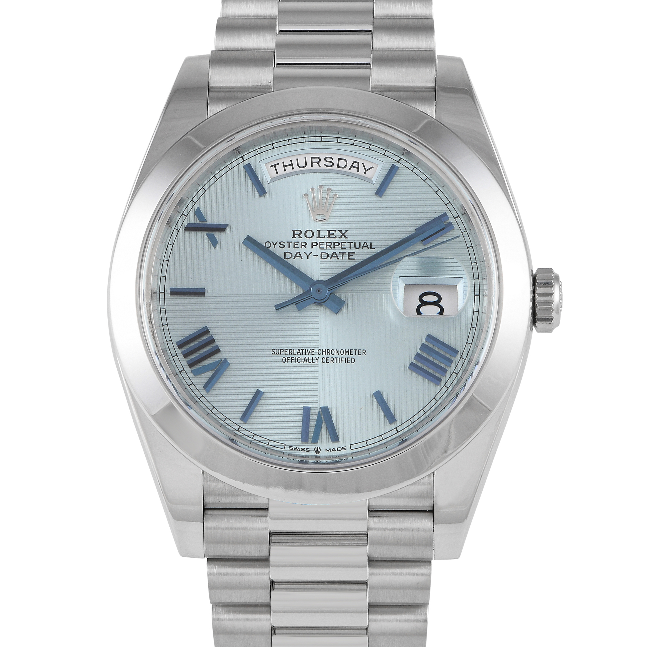 Rolex Day-Date 40 Ice Blue Roman Dial Watch 228206