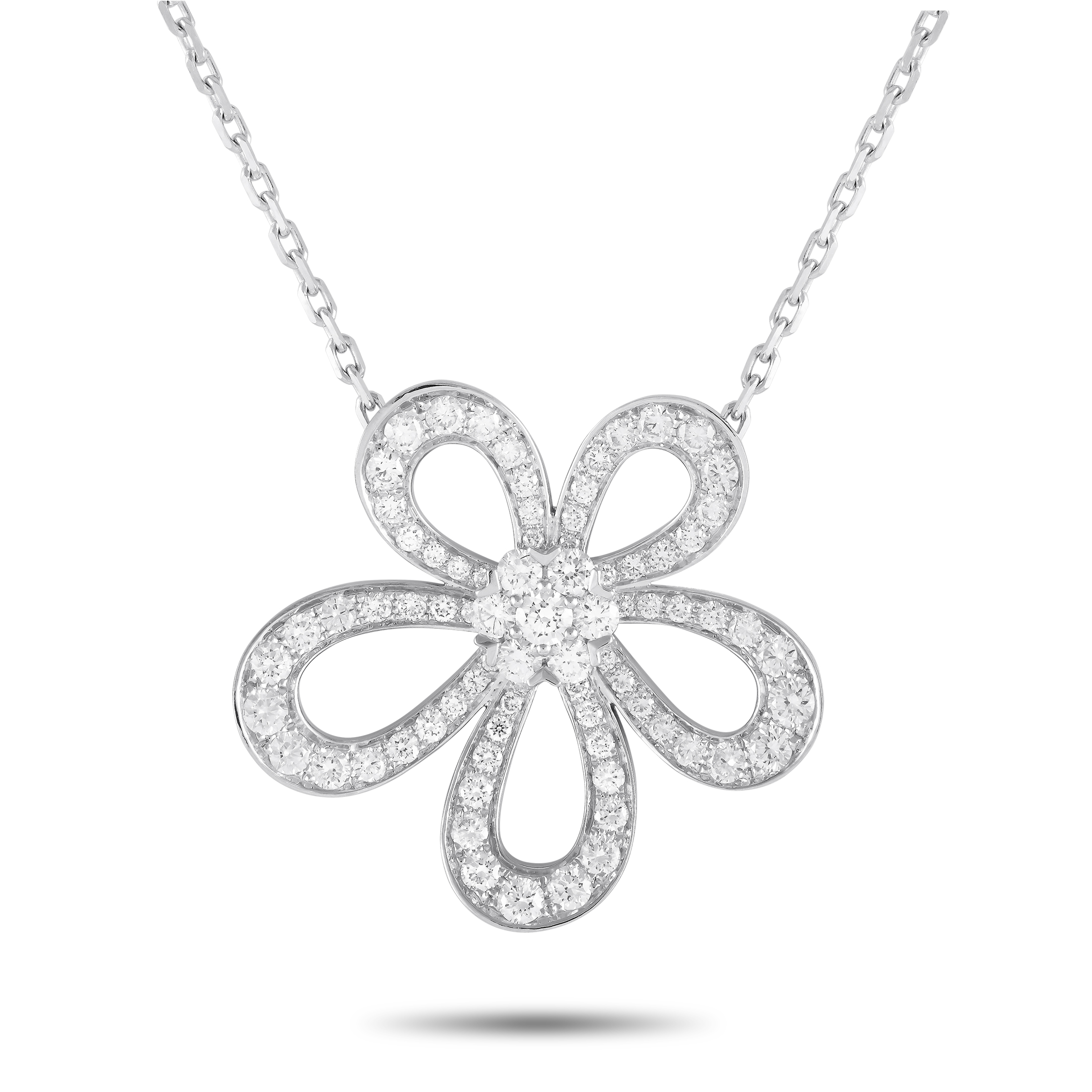 Van Cleef & Arpels Van Cleef & Arpels 18K White Gold 2.37ct Diamond Flower Lace Pendant Necklace VCARP05100