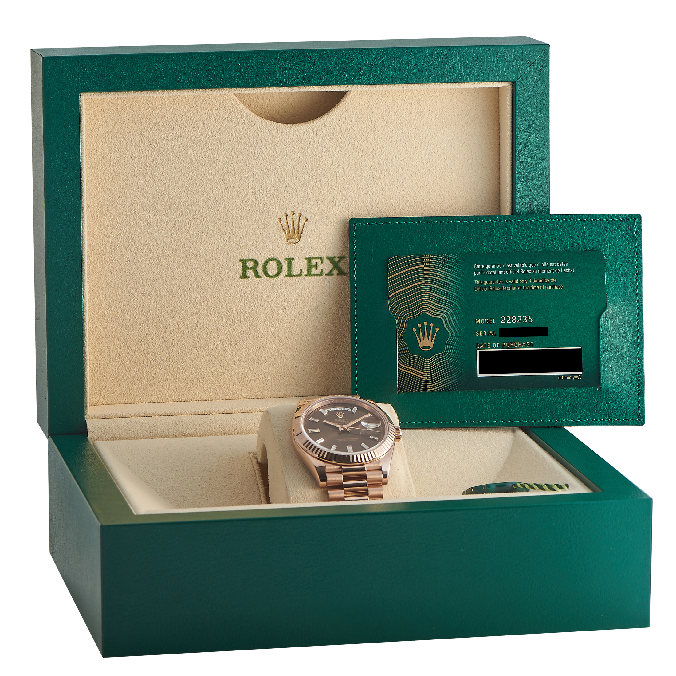 Rolex Day-Date 40 Chocolate Diamond Dial Watch 228235