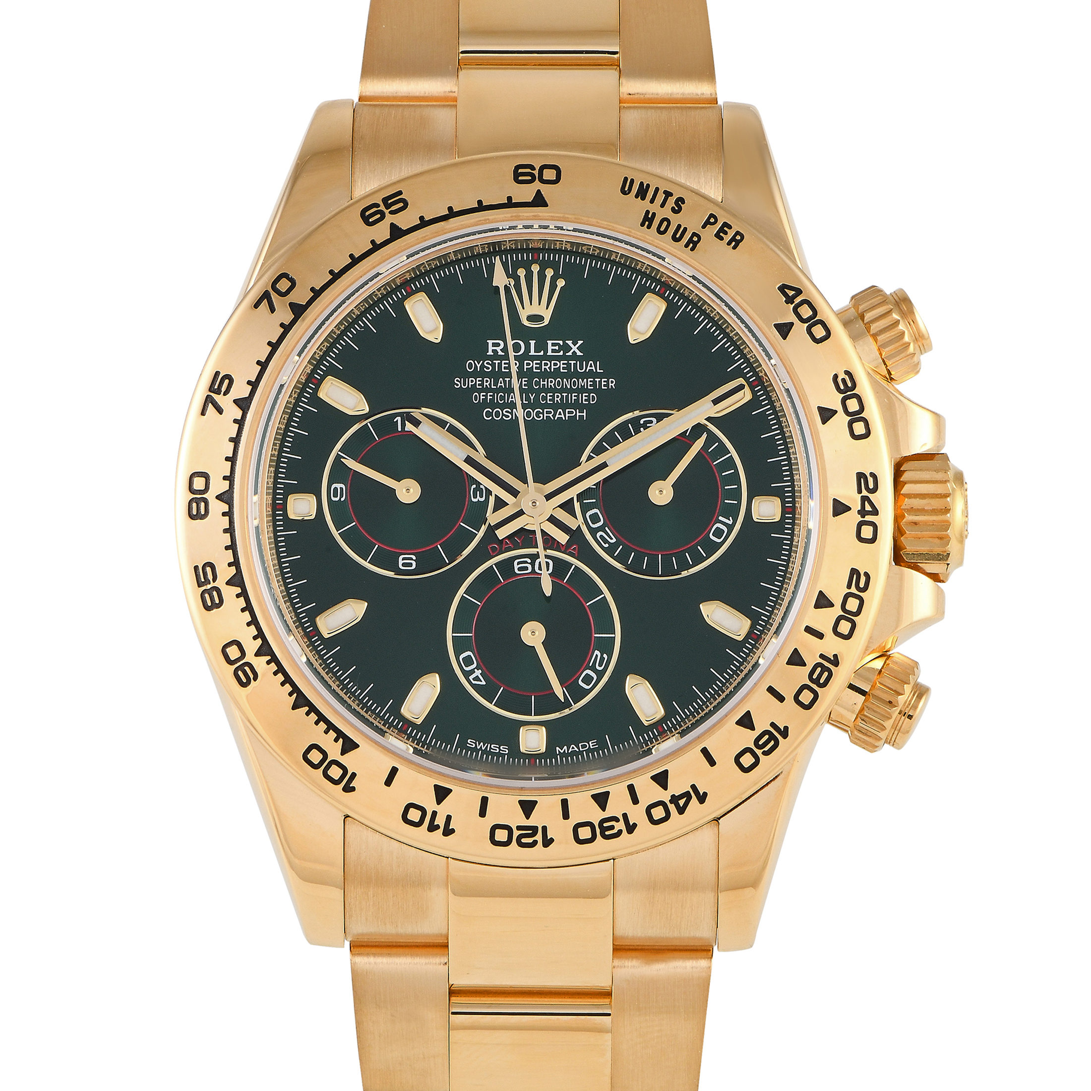 Rolex Daytona Green Dial Yellow Gold Watch 116508