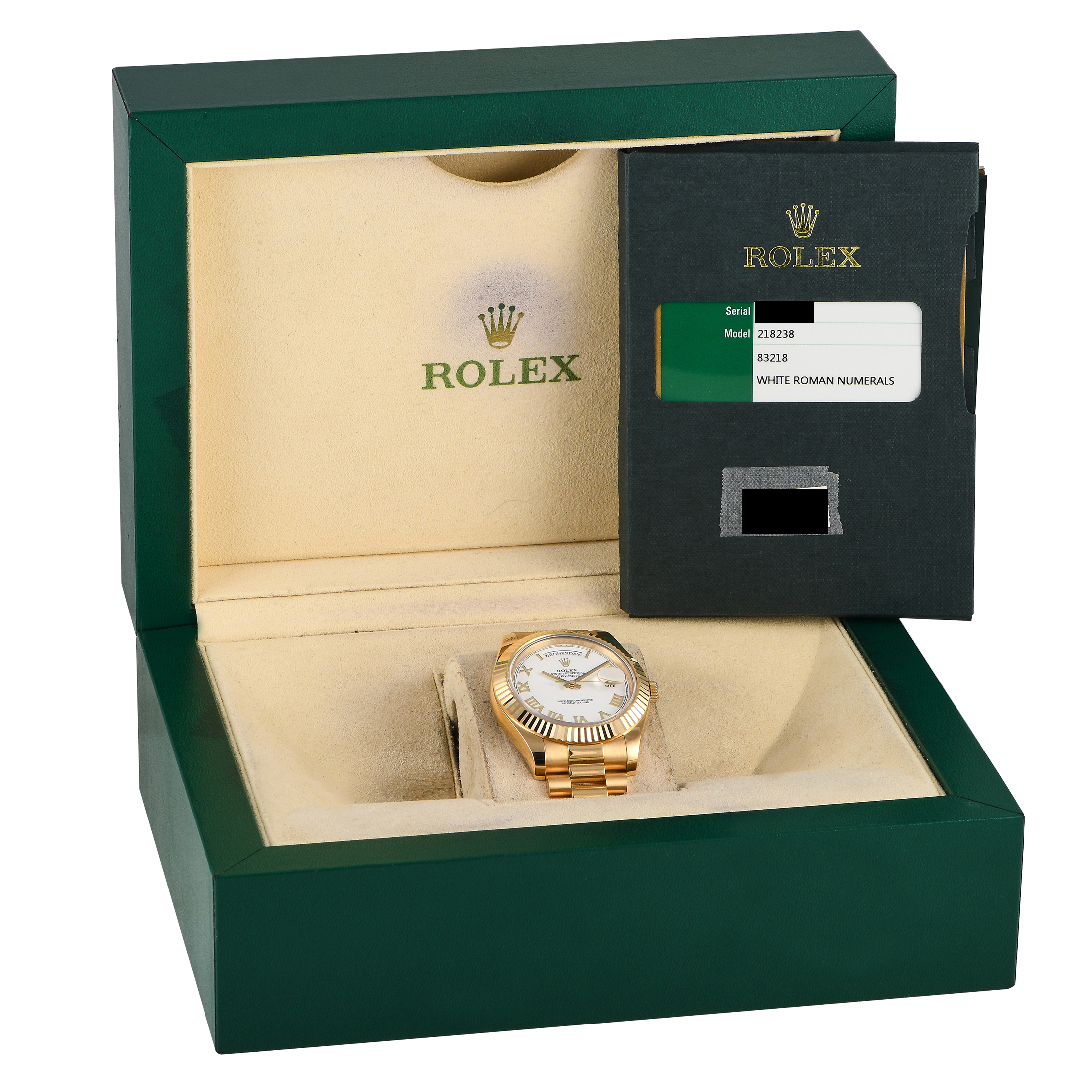 Rolex Day-Date II White Roman Dial Watch 218238