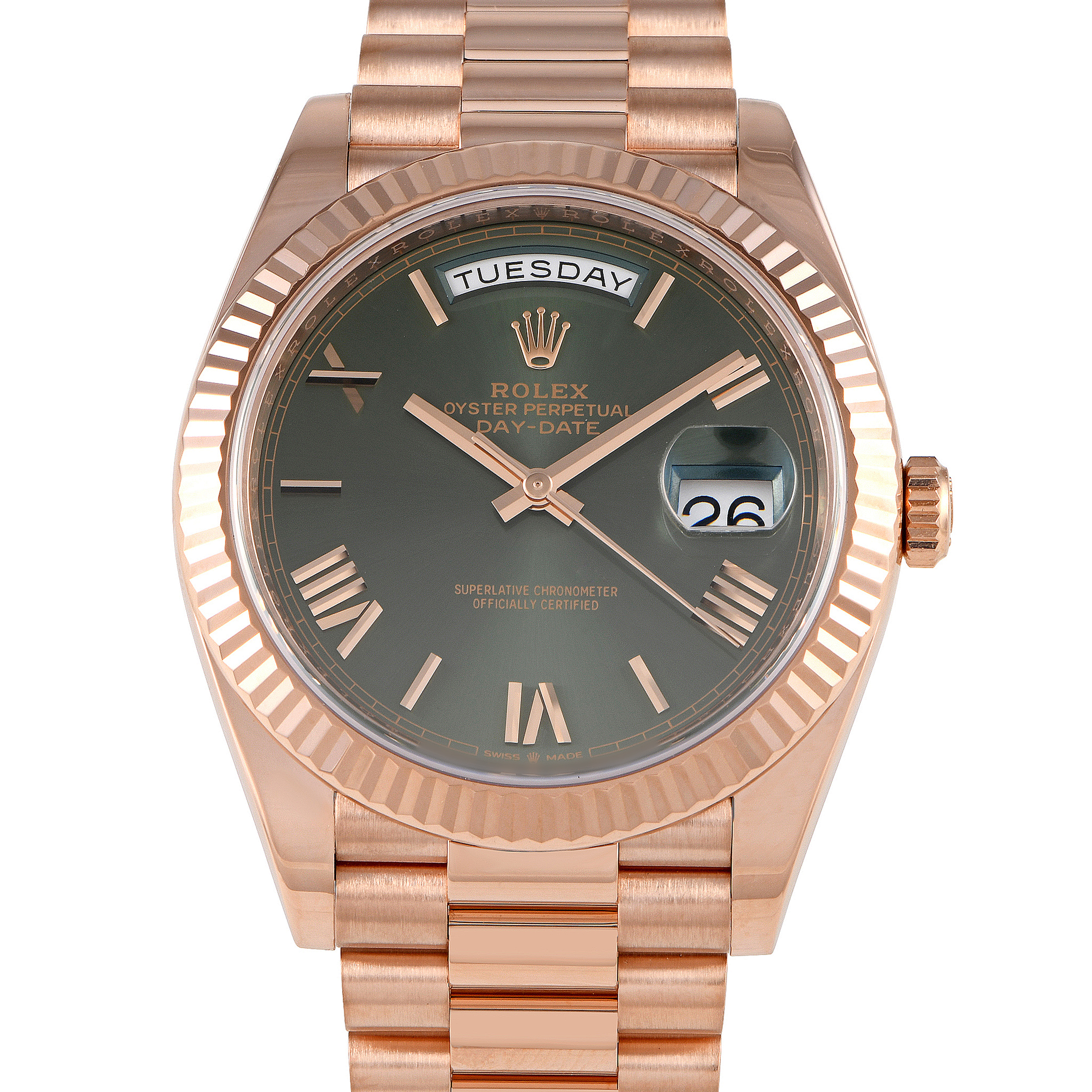 Rolex Day-Date 40 Green Dial Everose Gold Watch 228235