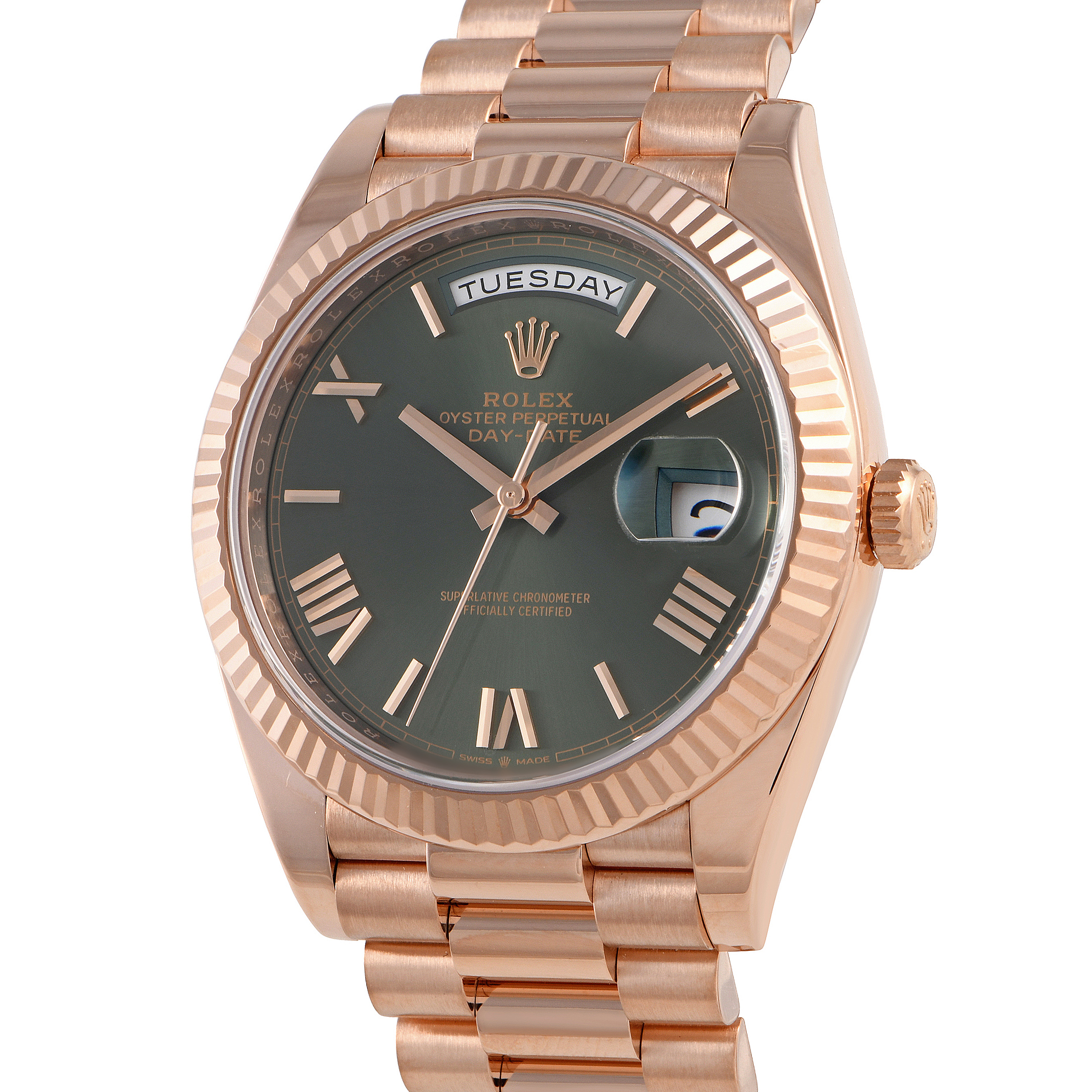 Rolex Day-Date 40 Green Dial Everose Gold Watch 228235