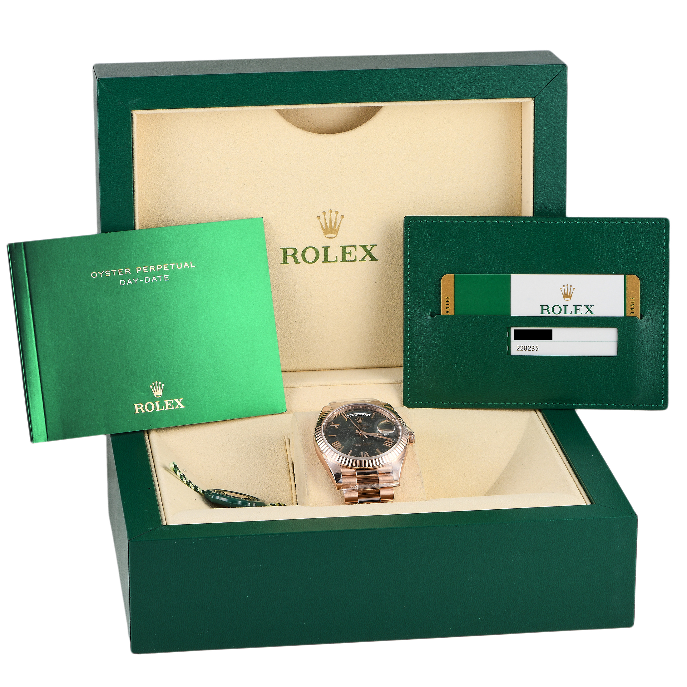 Rolex Day-Date 40 Green Dial Everose Gold Watch 228235