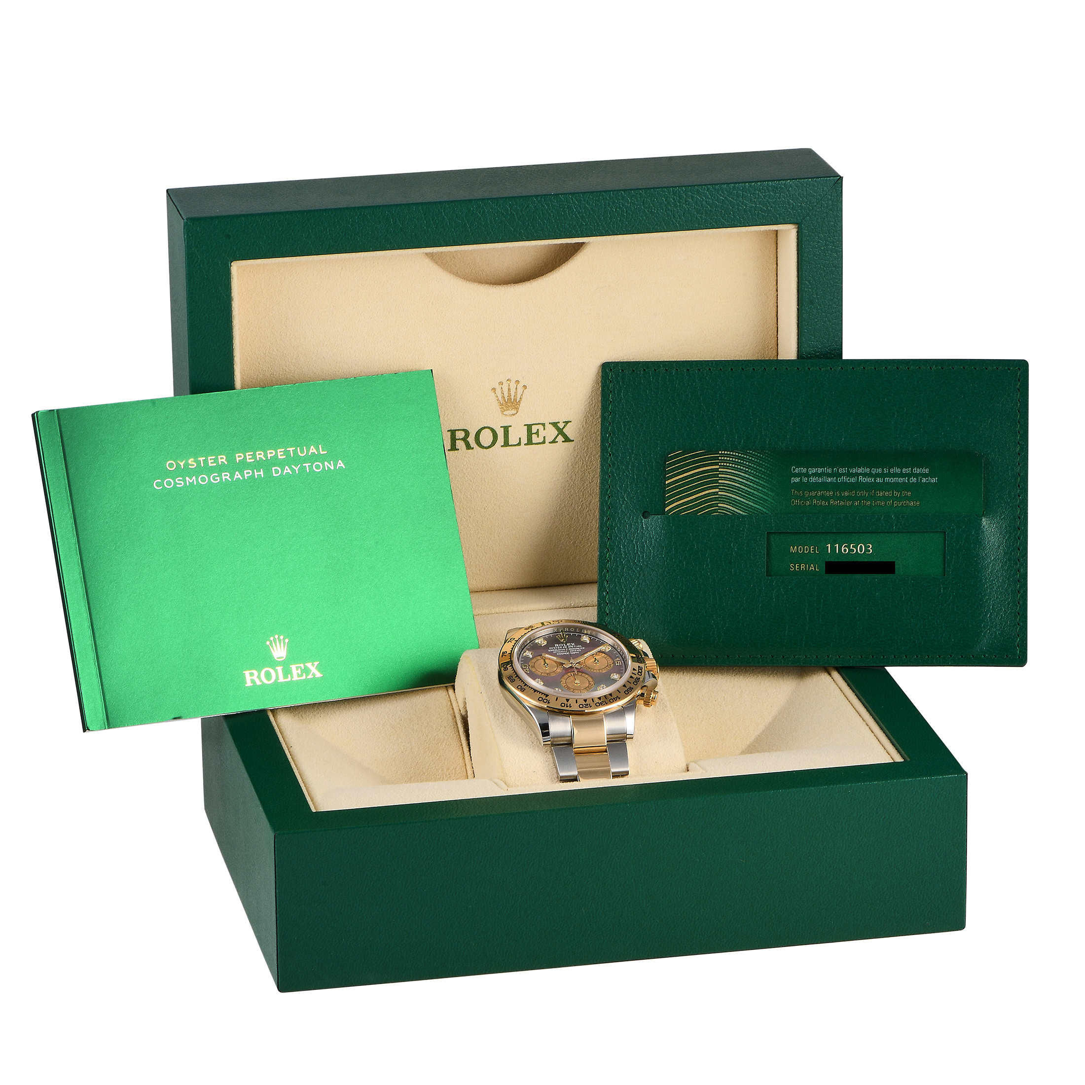 Rolex Daytona Black Mother of Pearl Diamond Dial Watch 116503