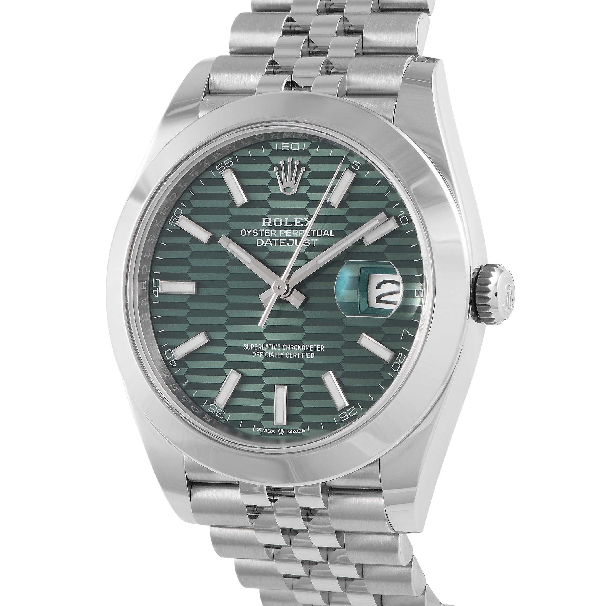 Rolex Datejust 41 Mint Green Fluted Dial Watch 126300