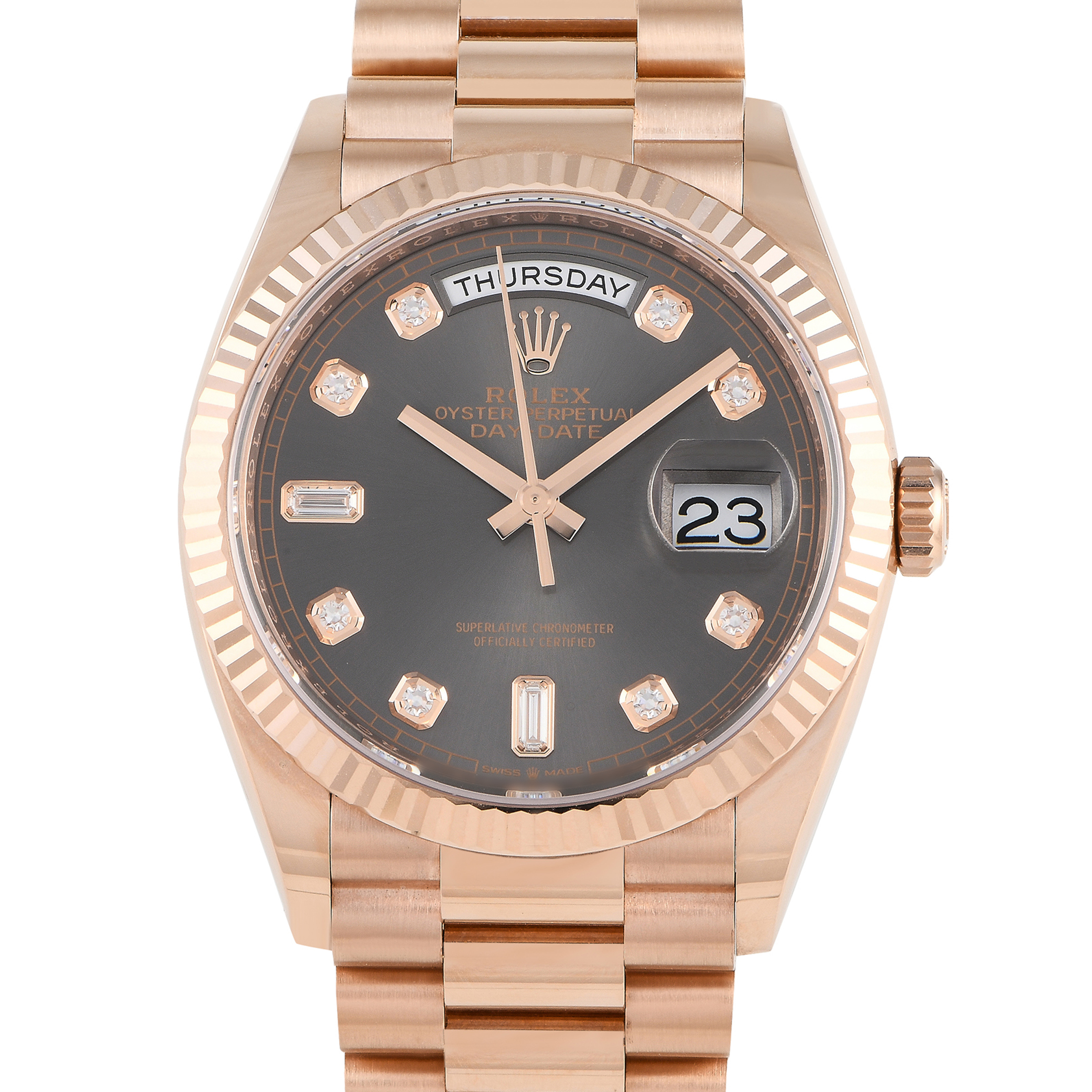 Rolex Day-Date 36 Slate Diamond Dial Watch 128235