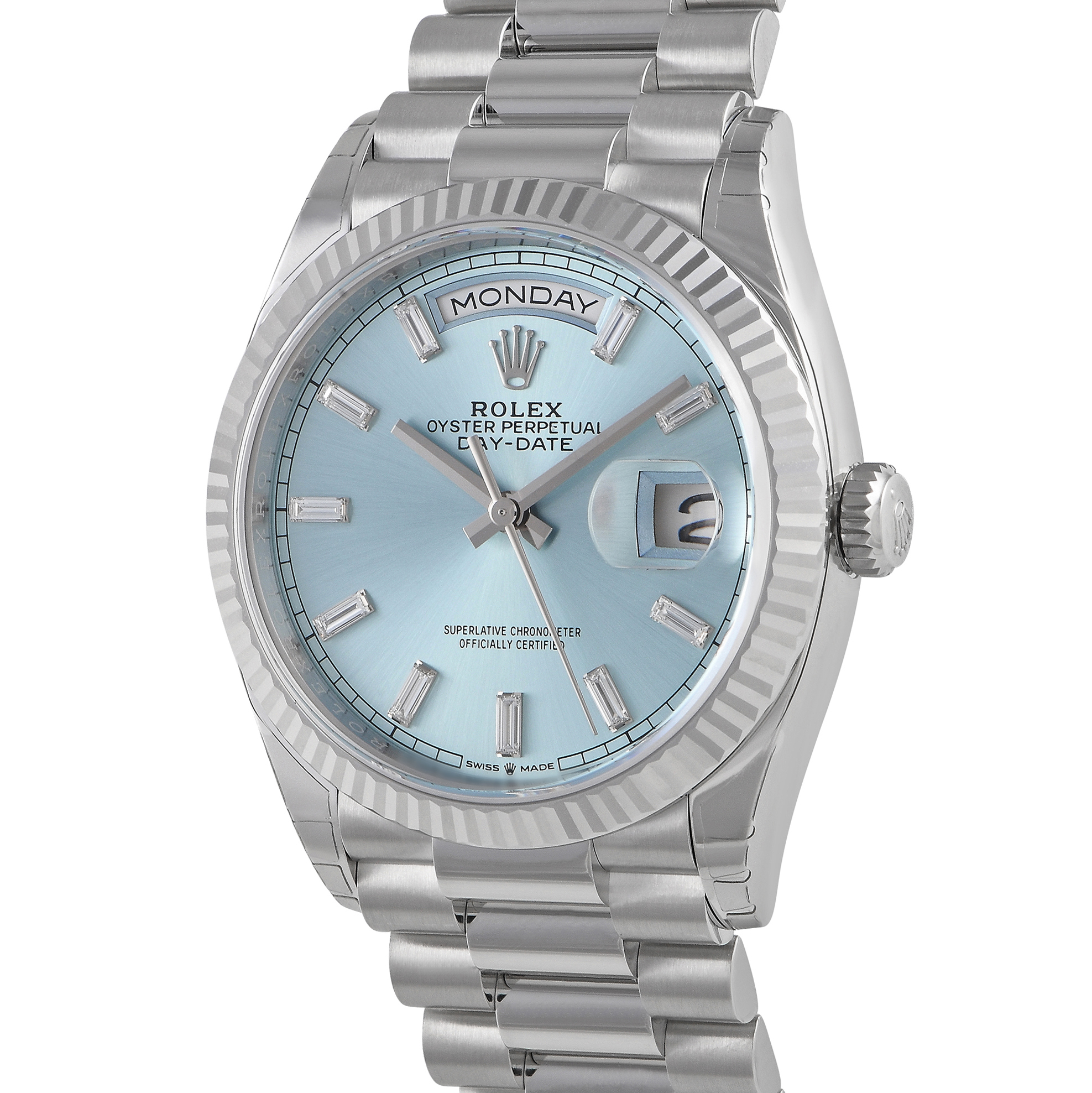 Rolex Day-Date 36 Platinum Diamond Dial Watch 128236